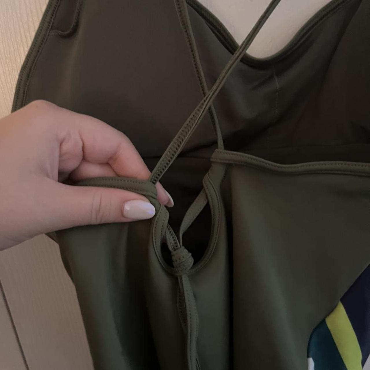 Aerie onepiece swimsuit Dark Green with pattern... Depop