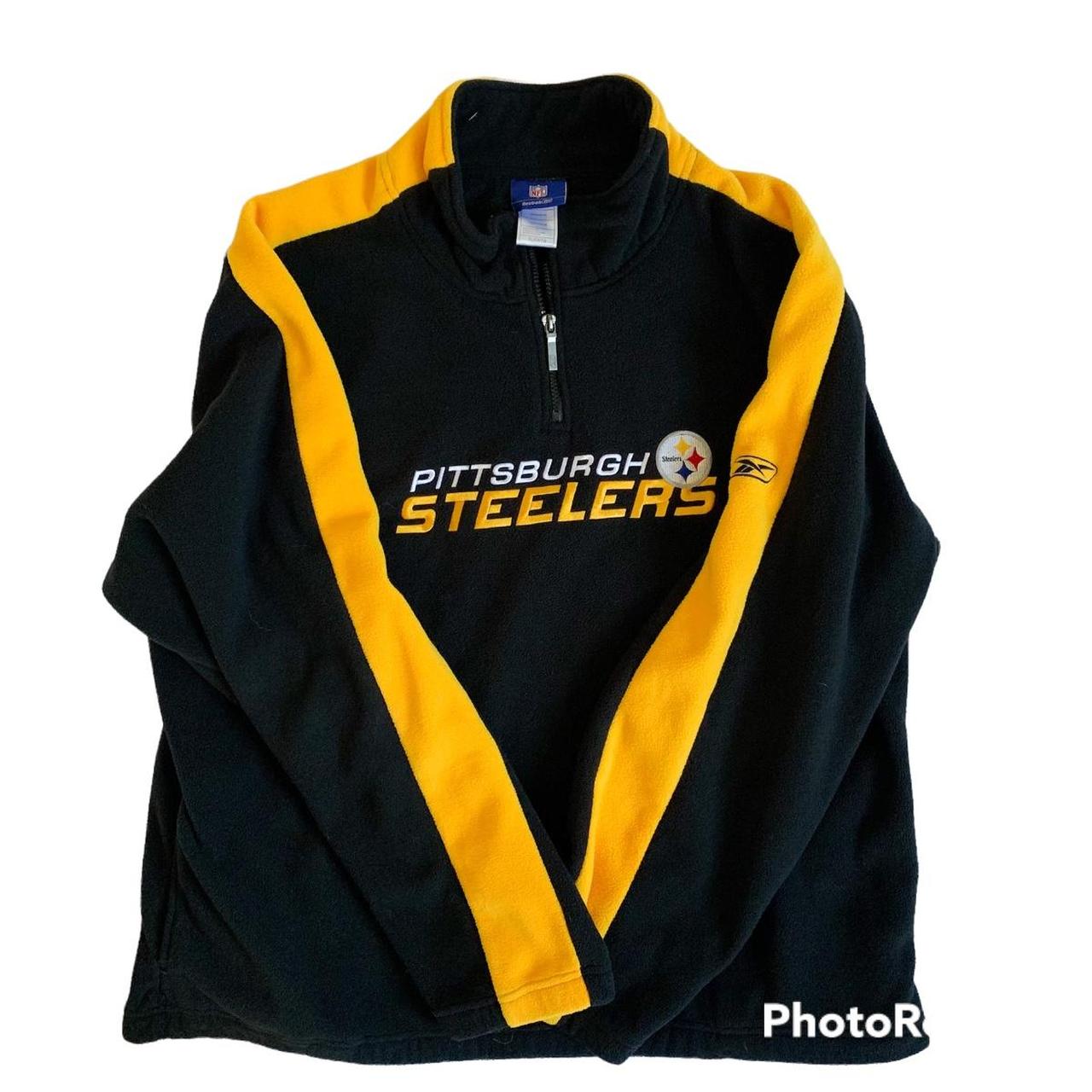 Pittsburgh Steelers Full Zip Hoodie Sweatshirt Reebok NFL Size XL