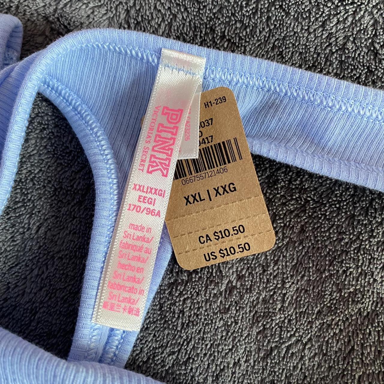 pink by victoria’s secret baby blue thong with white... - Depop