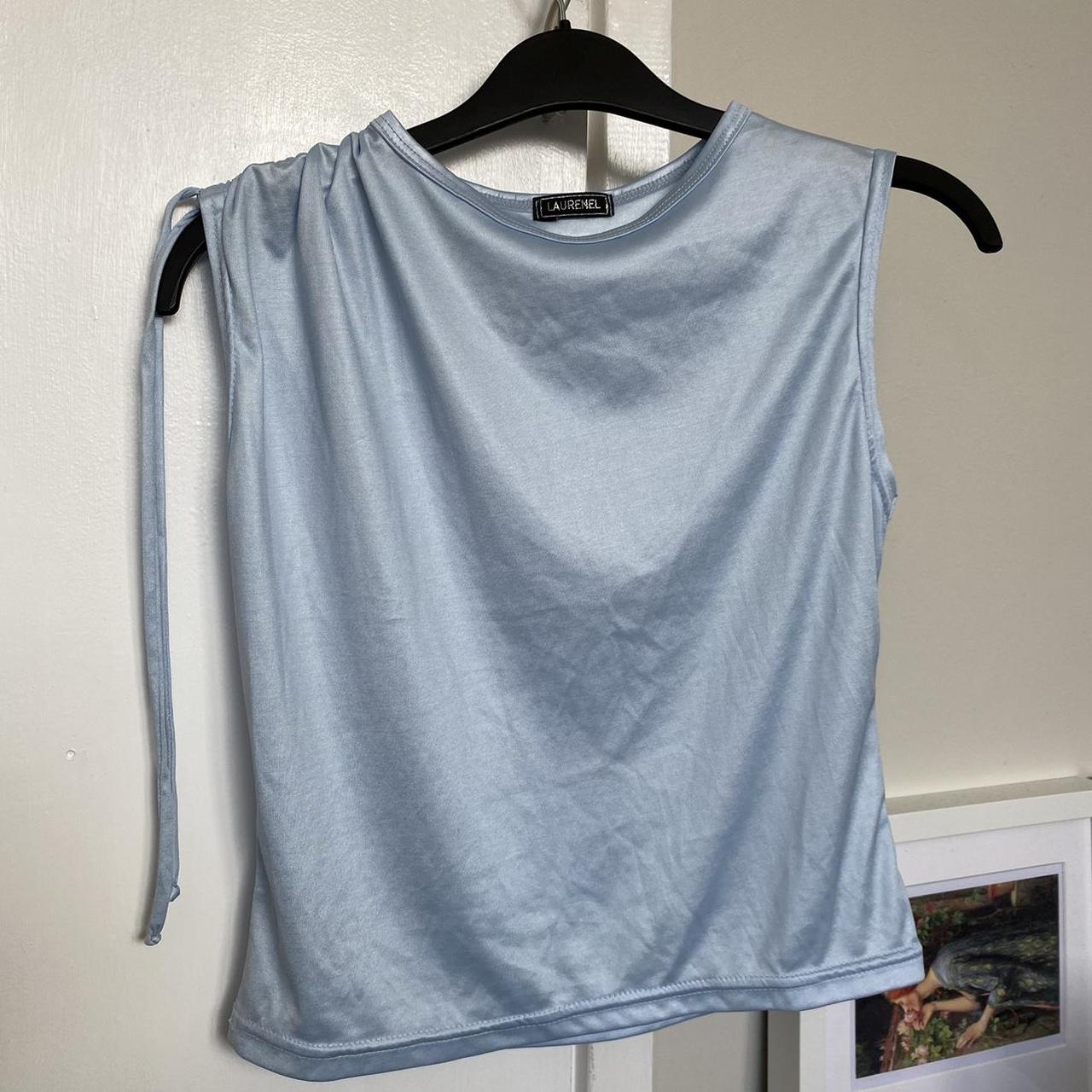 Unreal satin baby blue tank top Repop, last picture... - Depop