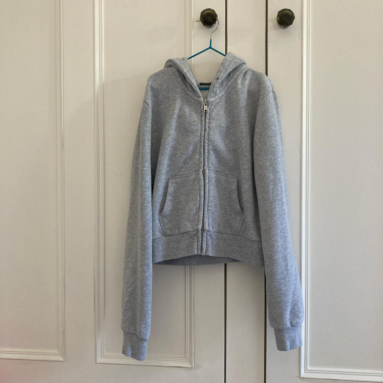Light grey brandy Melville zip up hoodie. In... Depop