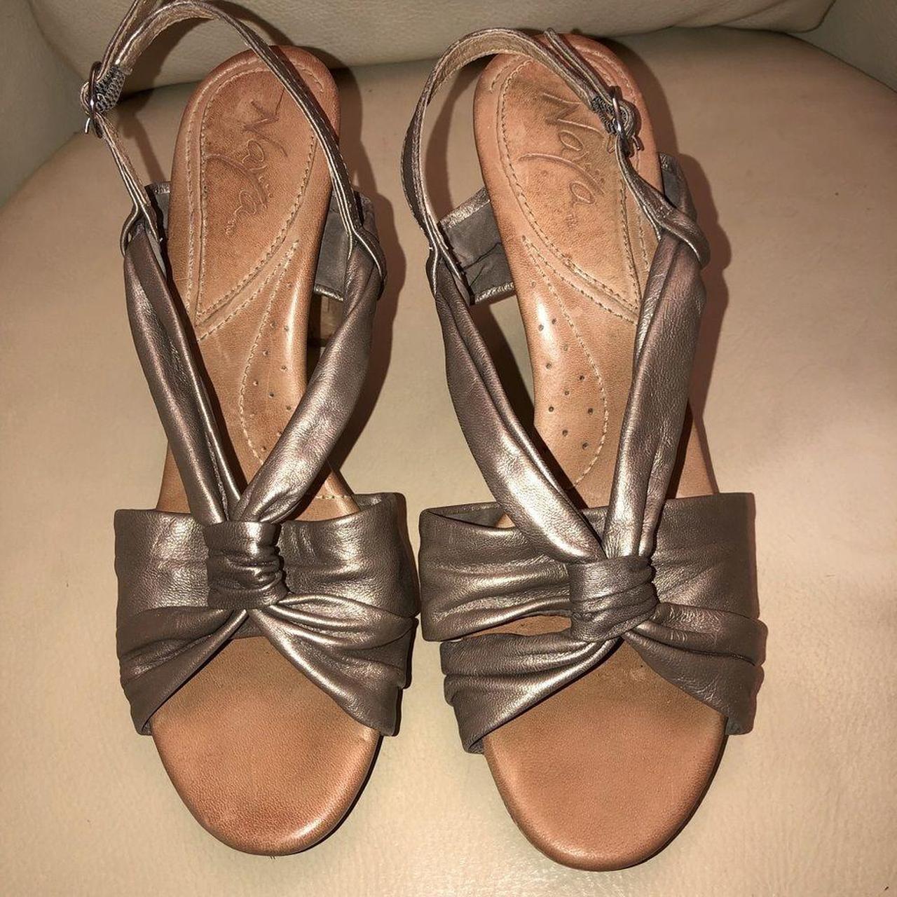 Anthropologie Women's Gold Sandals | Depop