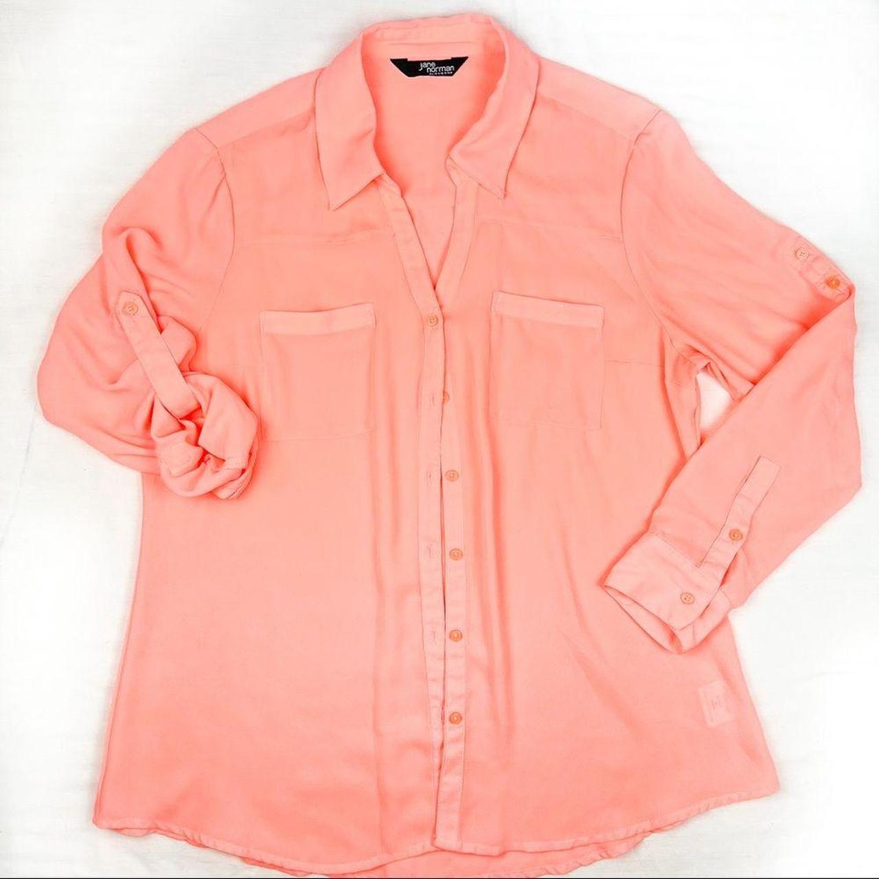 Coral neon button down shirt Color is more bright in... Depop