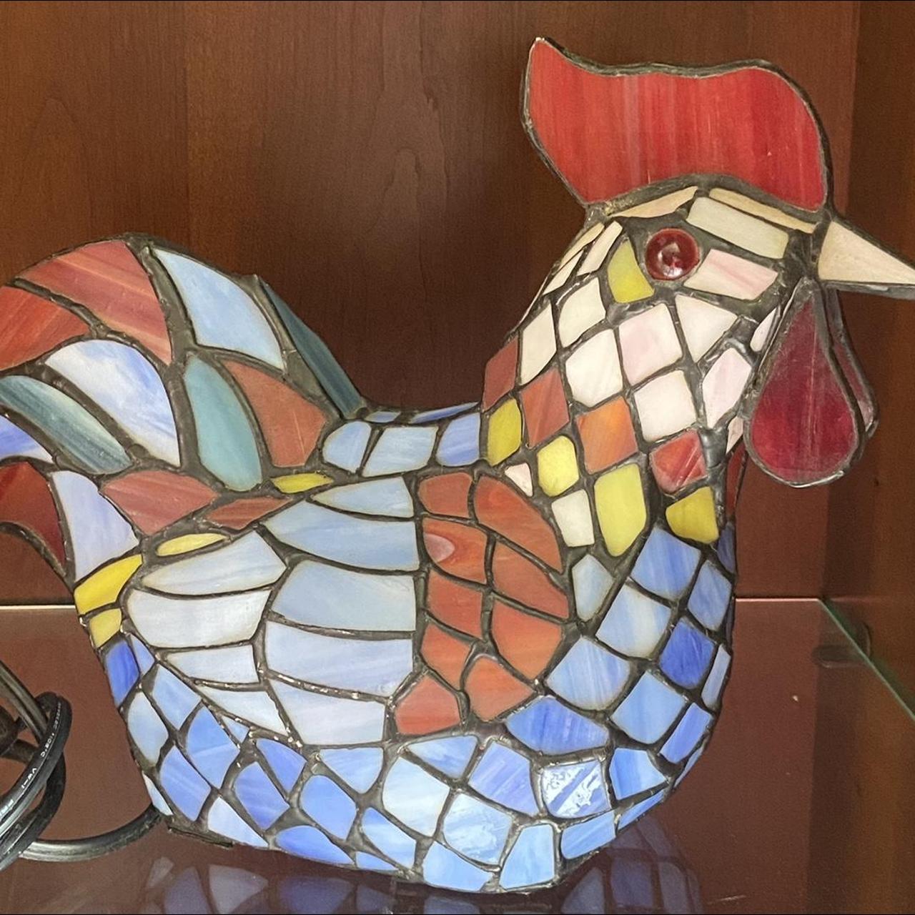 Vintage Tiffany Style Stained Glass Rooster Lamp…... Depop