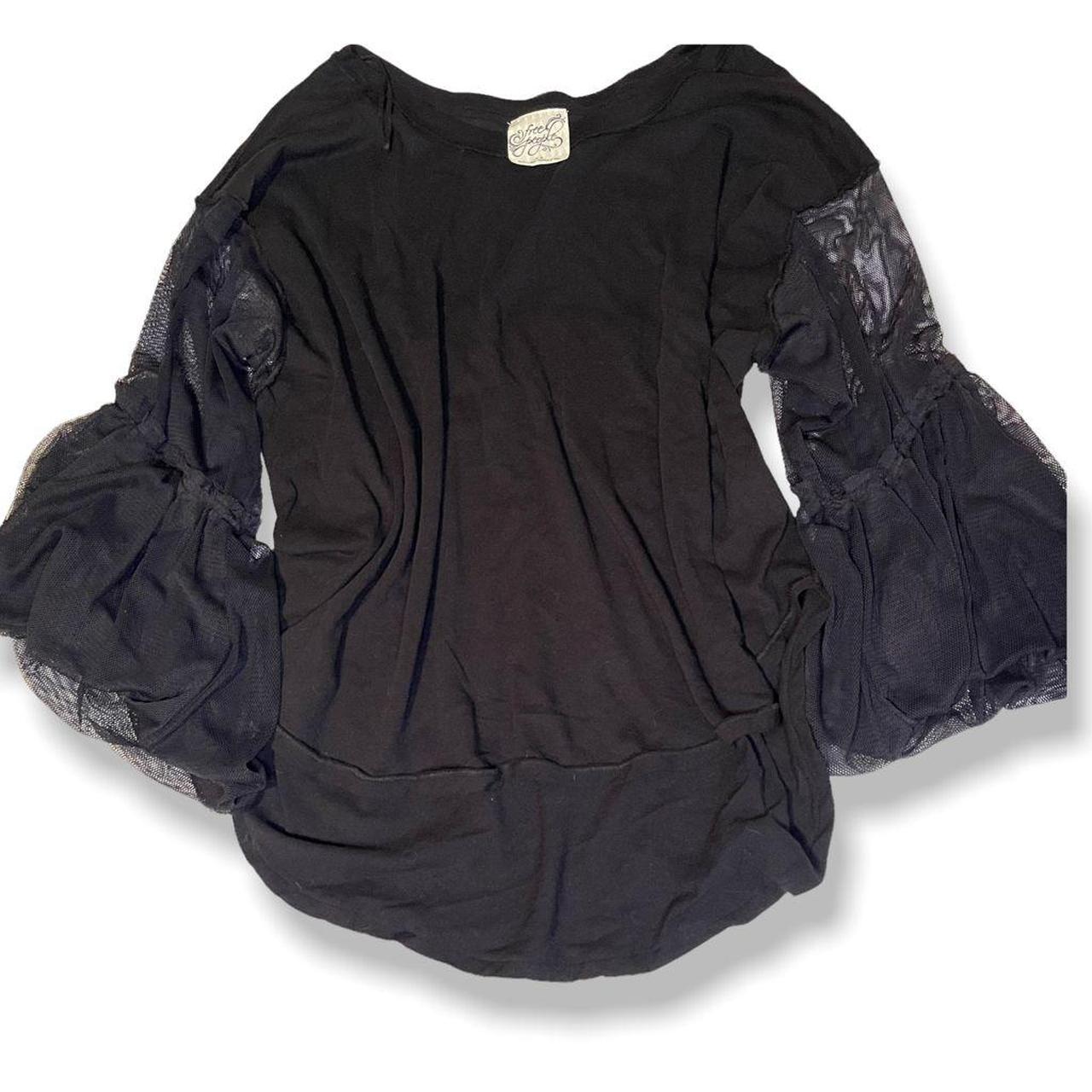 Free People Black Still Got It Mesh Sleeve buy Top