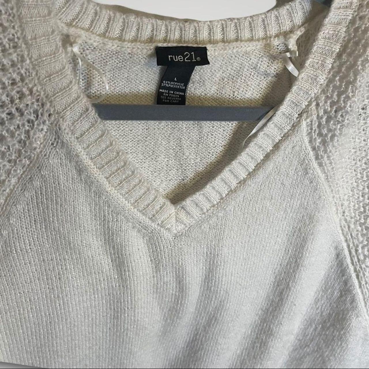 Rue 21 White Batwing Knit Sweater There is some... - Depop