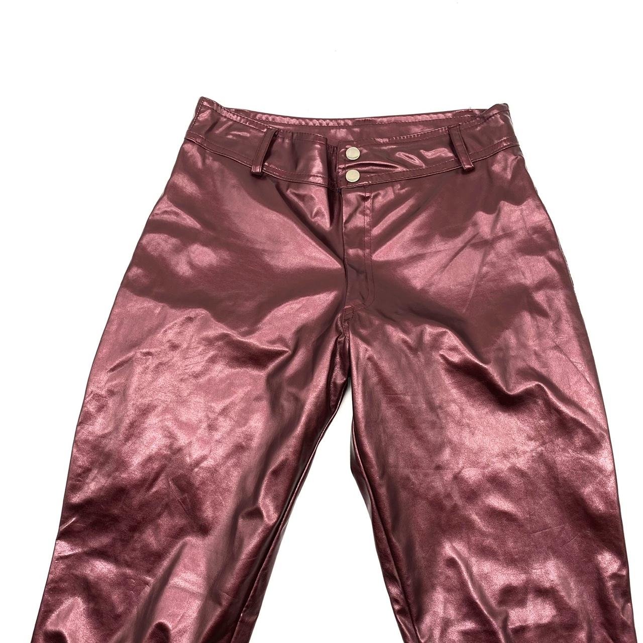 Vintage 1990s / y2k PVC goth maroon pants by super... - Depop