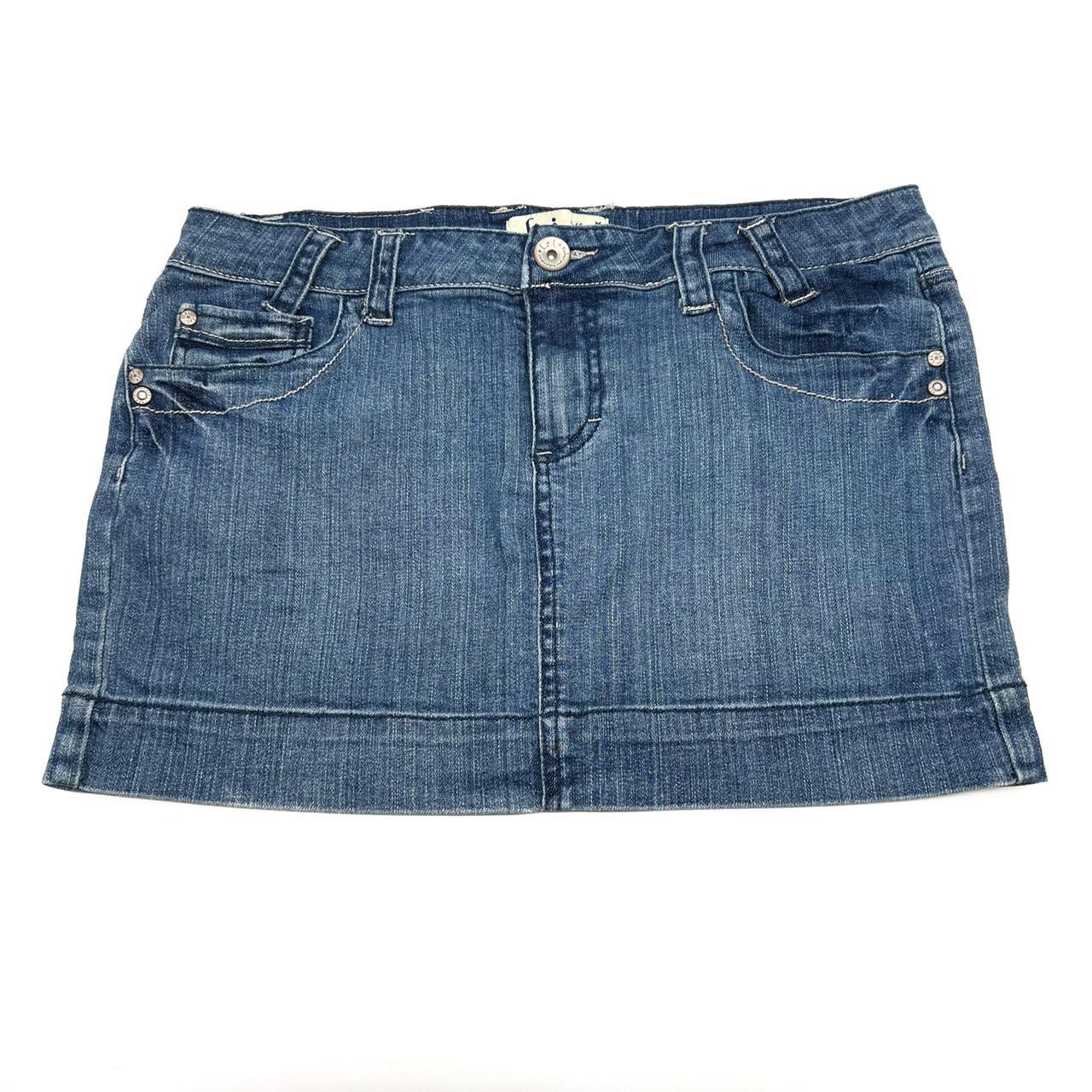 2000s denim mini skirt Brand: lei Marked size: 13... - Depop