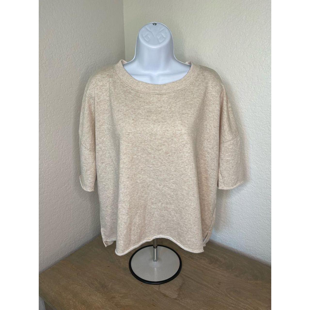 Product Image 1 - Cropped Short Sleeve Sweatshirt, Cream