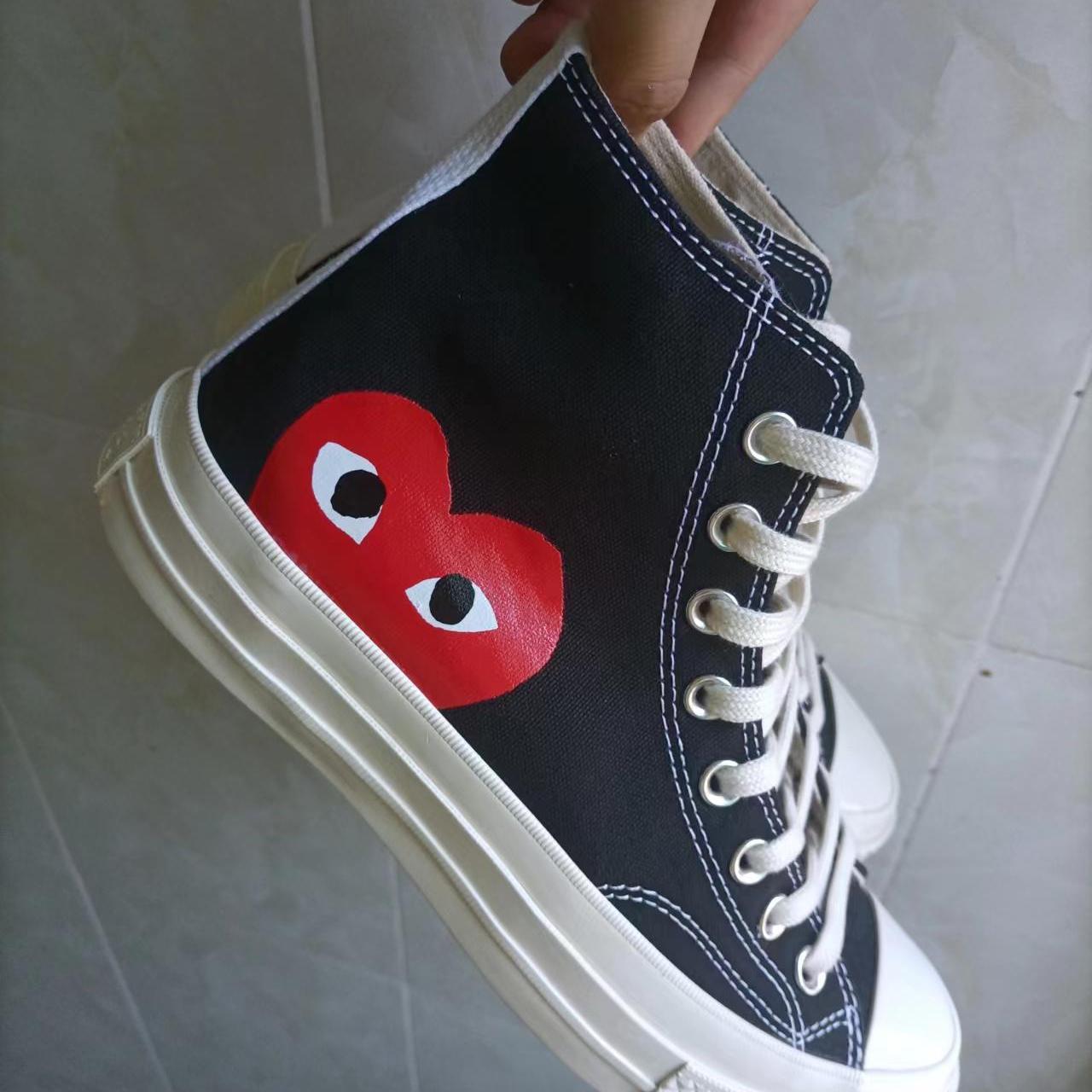 All Star Red Hert High-Top Canvas shoes Black UK5.5... - Depop