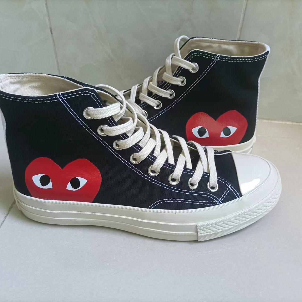 All Star Red Hert High-Top Canvas shoes Black UK5.5... - Depop