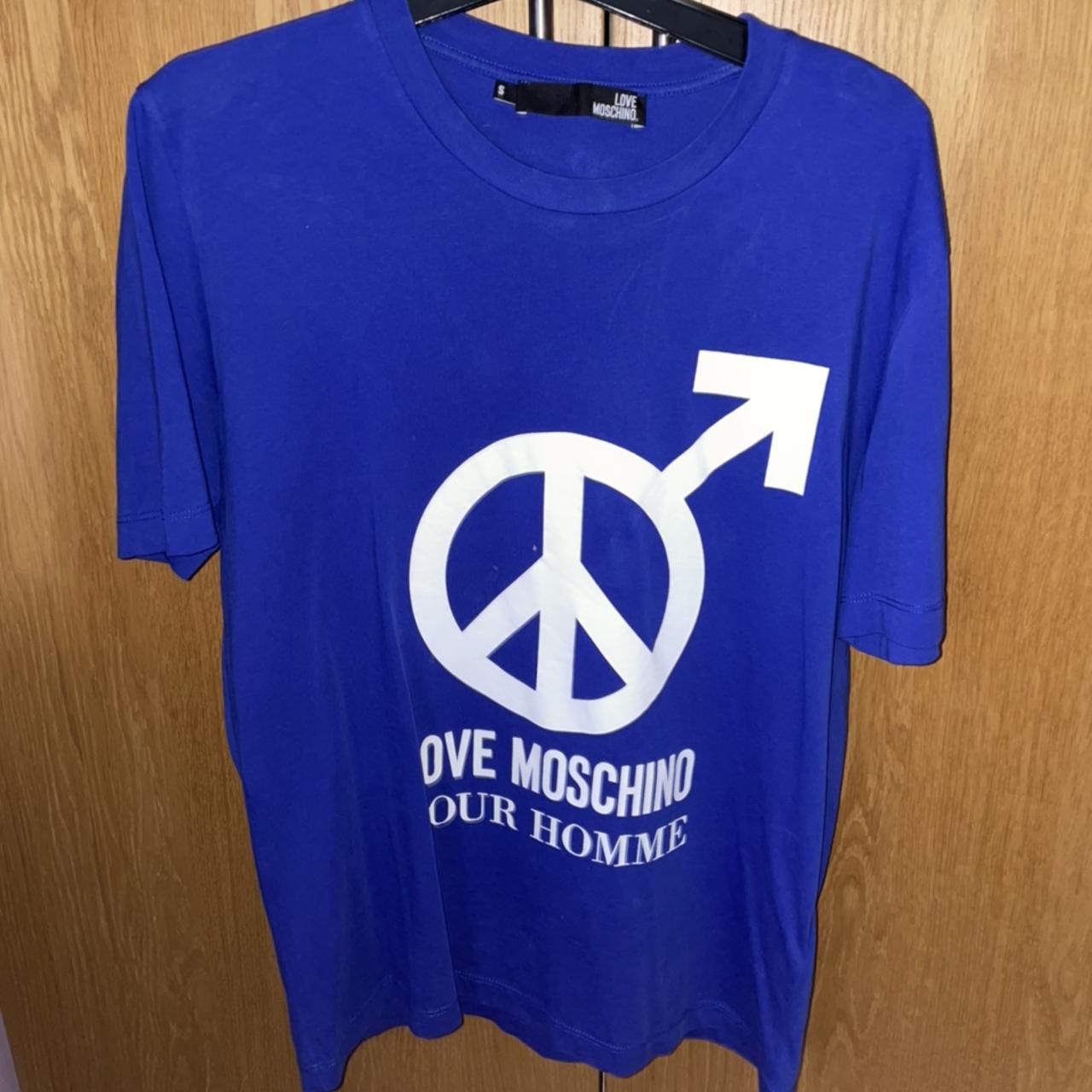 Love Moschino 'POUR HOMME' Peace Logo T-Shirt Blue 