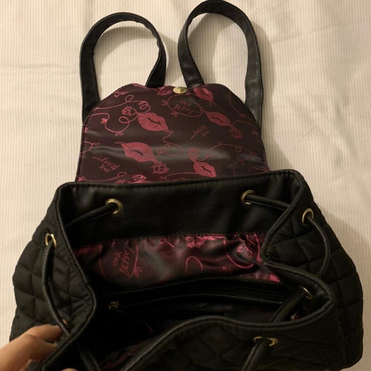 Betsey Johnson Women's Black And Pink Bag | Depop