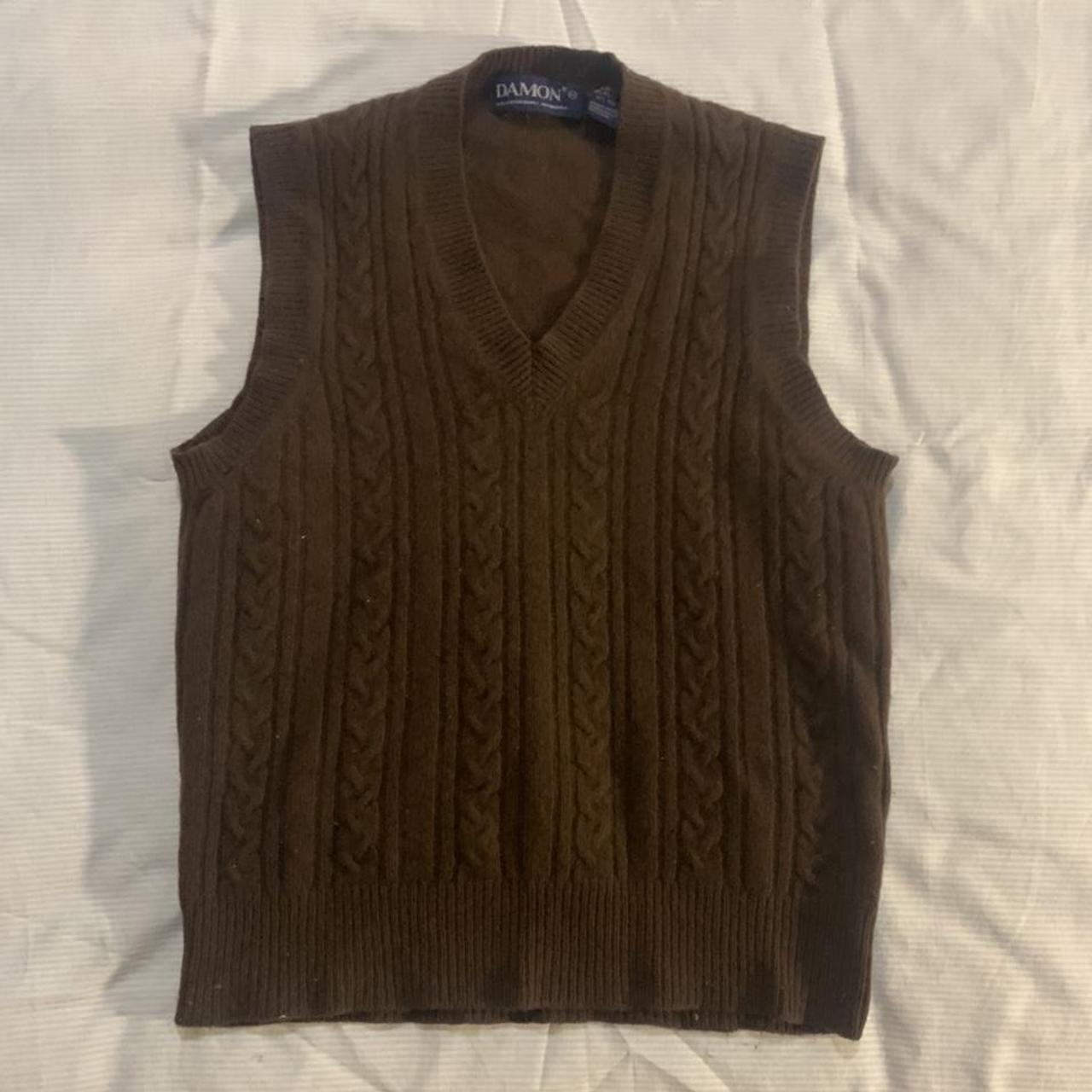 Brown wool sweater vest from Damon. Size M but fits... - Depop