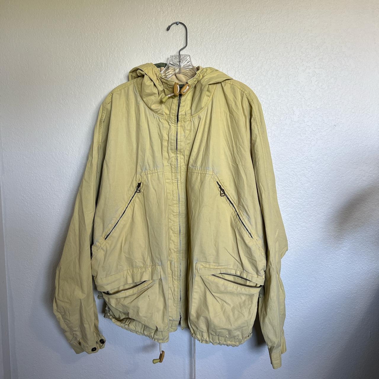 Greenish yellow windbreaker/raincoat. 4 zipper... - Depop