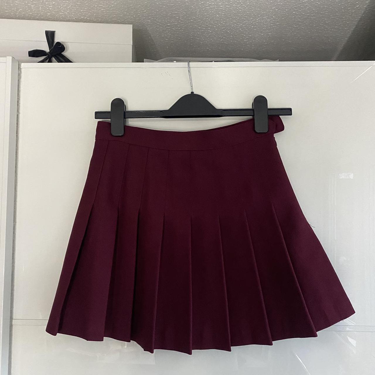 American Apparel Burgundy Tennis Skirt Size Small... - Depop