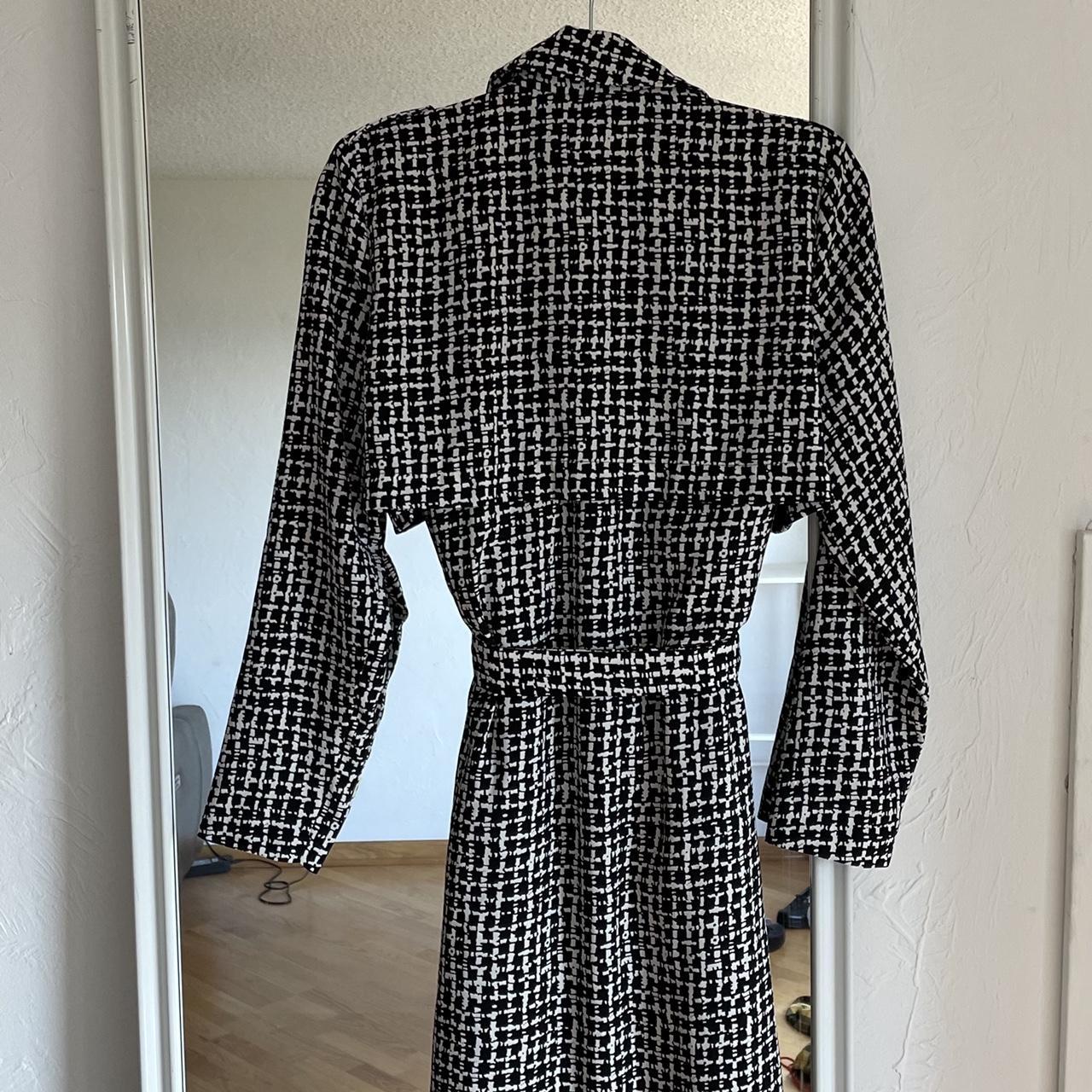 River Island Long Trench Coat in Black&White Super... Depop