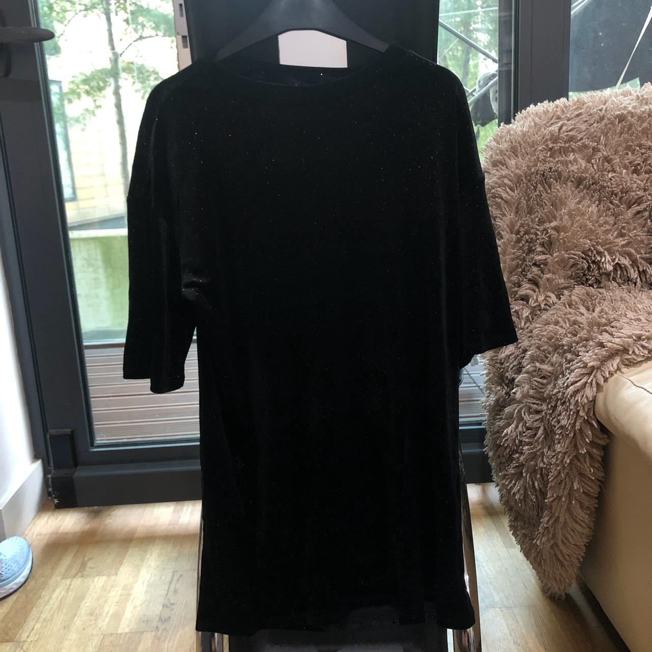 Monki black velvet T-shirt dress. Gold glitter... - Depop