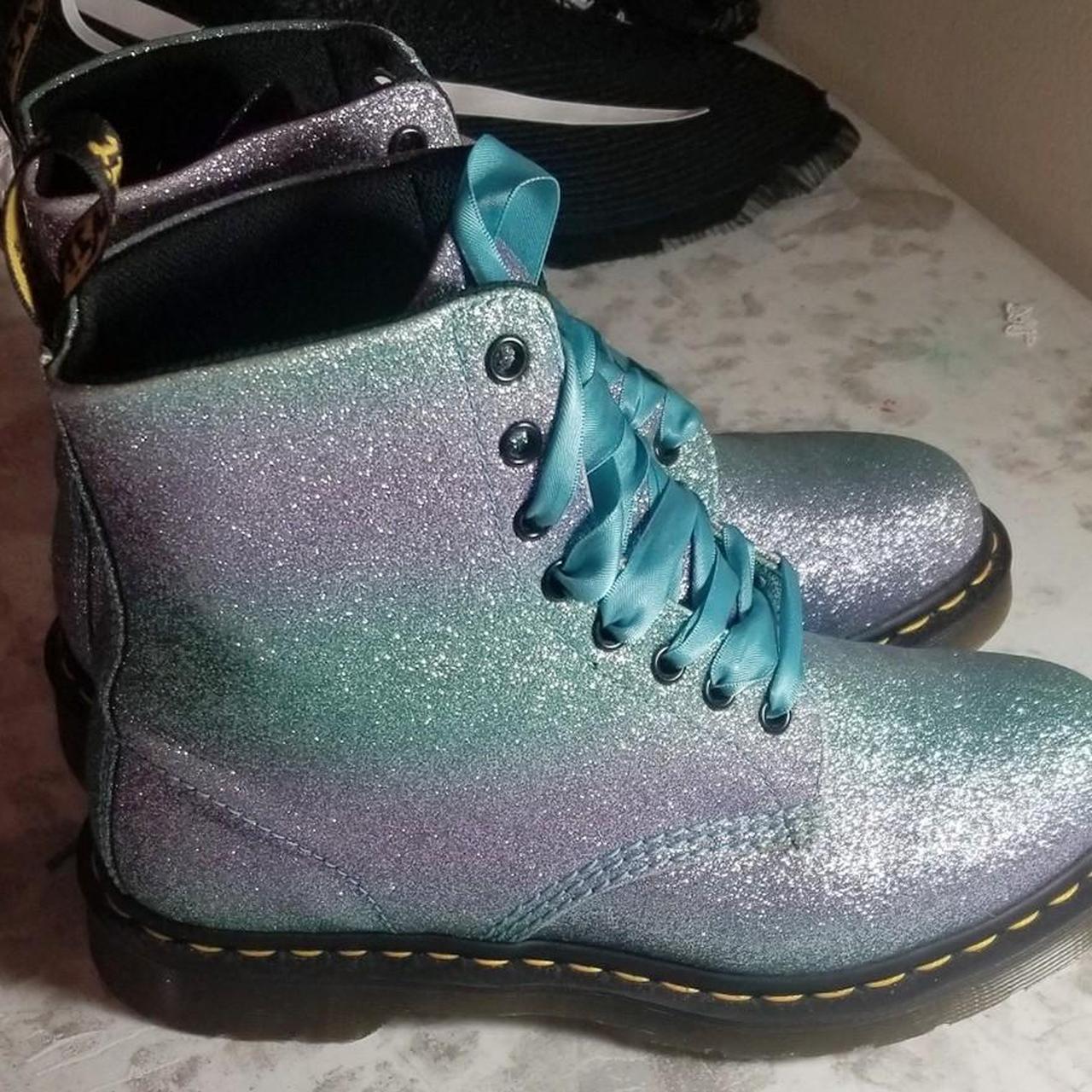 turquoise glitter doc martens