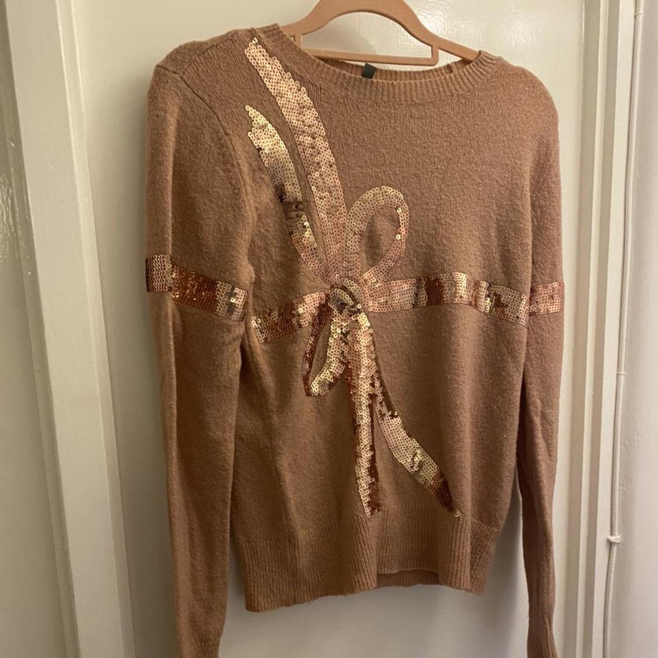Beautiful soft knit rose gold sequin jumper, hardly... Depop