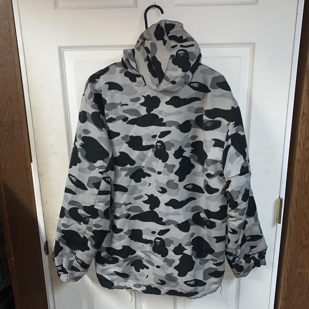 Bathing ape jacket Grey black camo print Preloved... - Depop