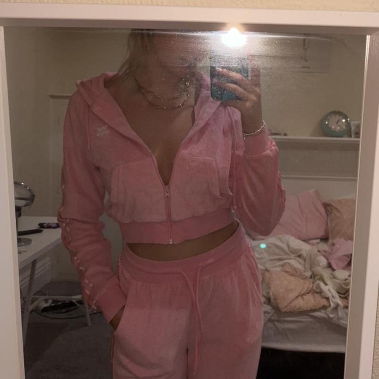 pink silk adidas tracksuit