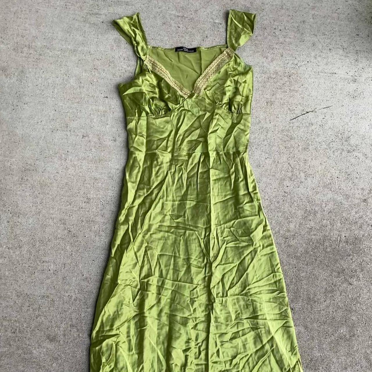 Vintage heart moon star fairycore green satin fairy... - Depop