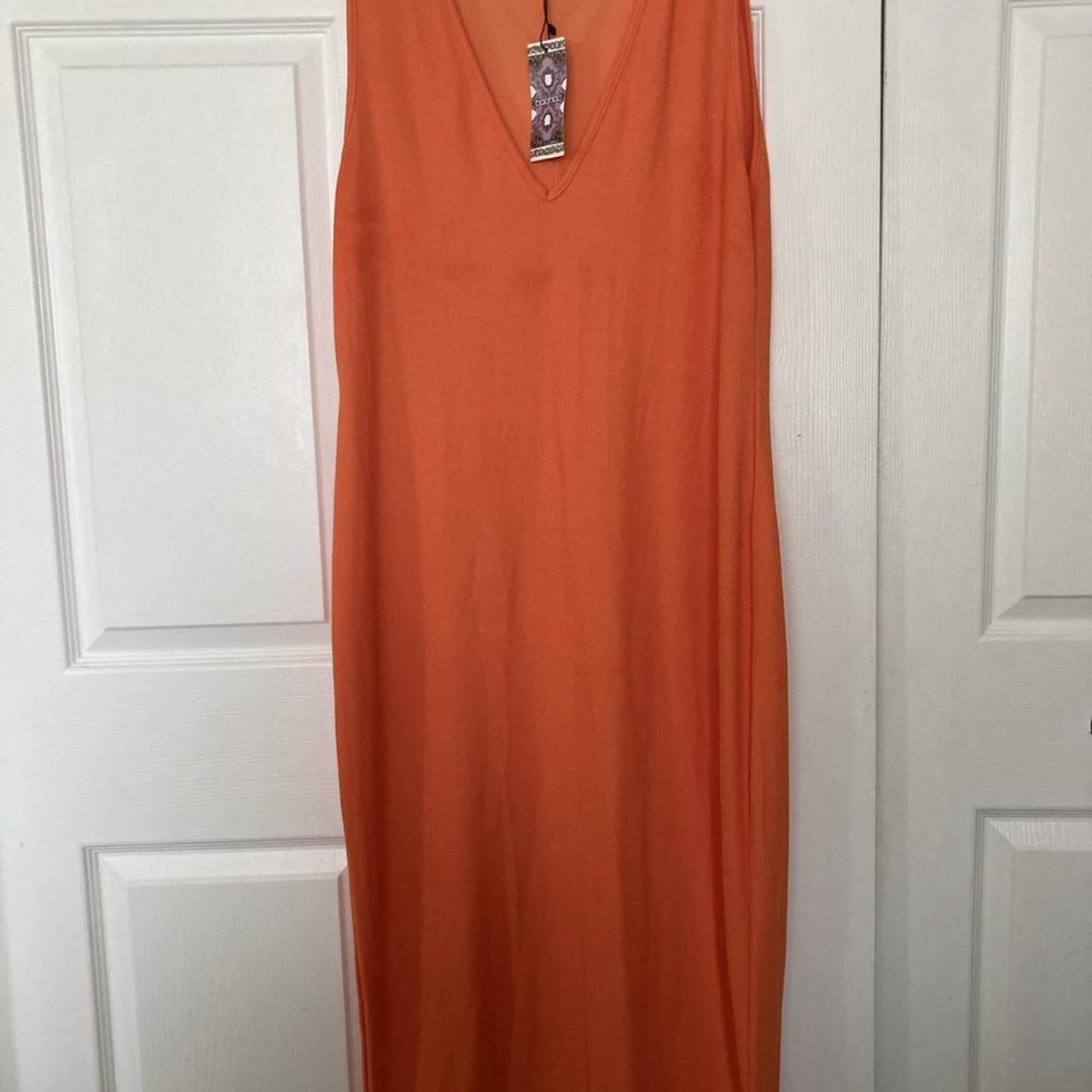 Neon orange summer maxi dress - Depop