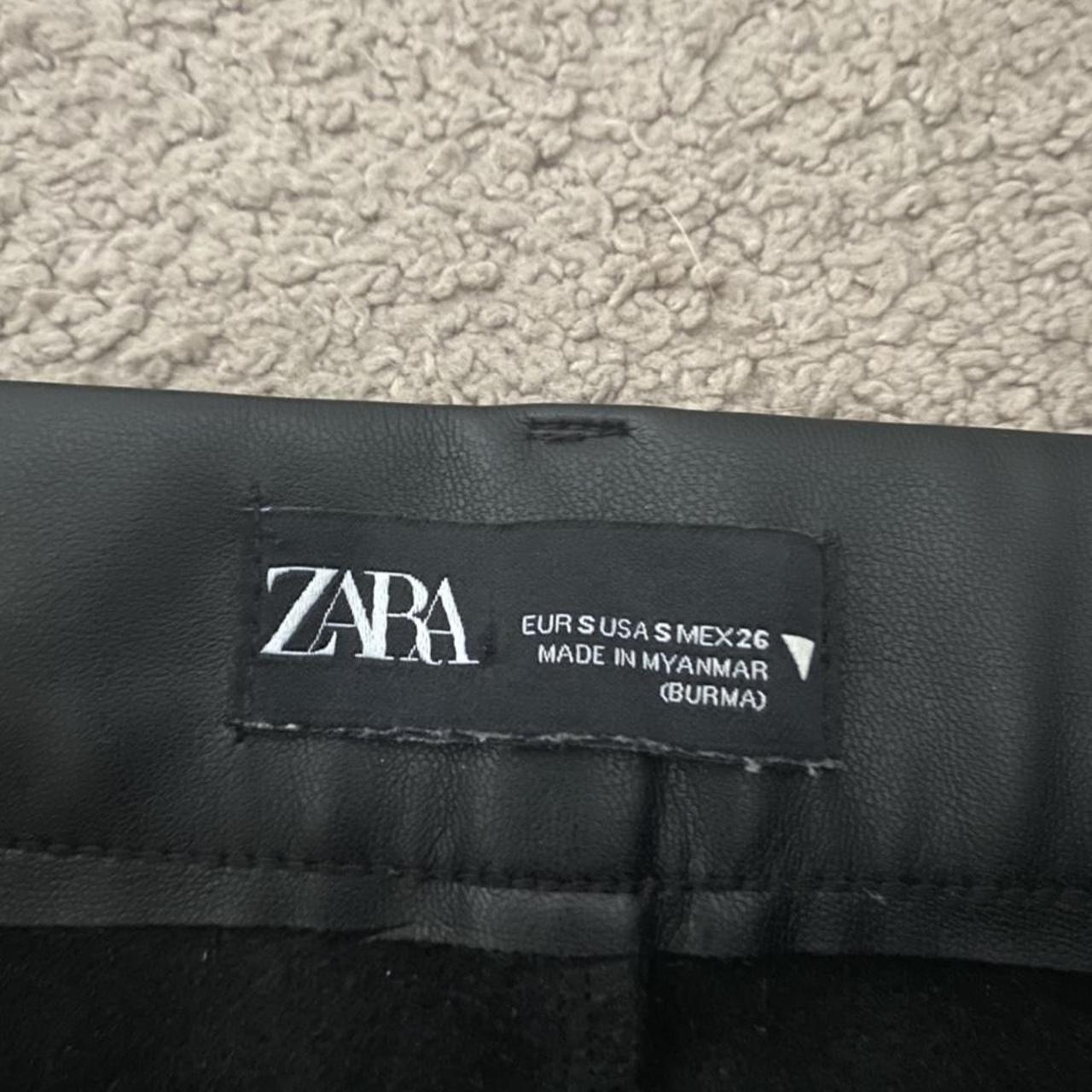 Zara leather pants , sip on the bottom of the leg so... - Depop