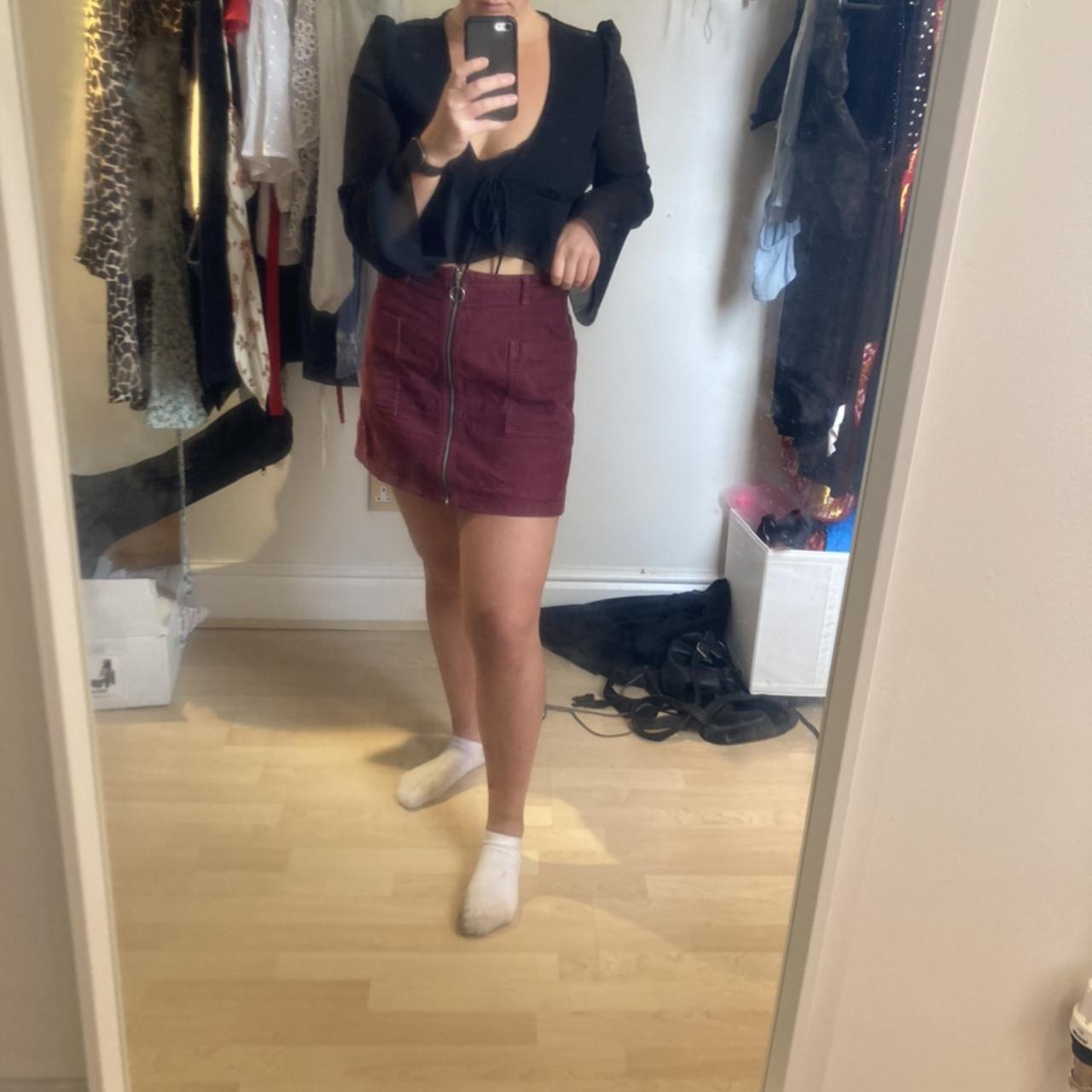 Topshop cord shop zip skirt