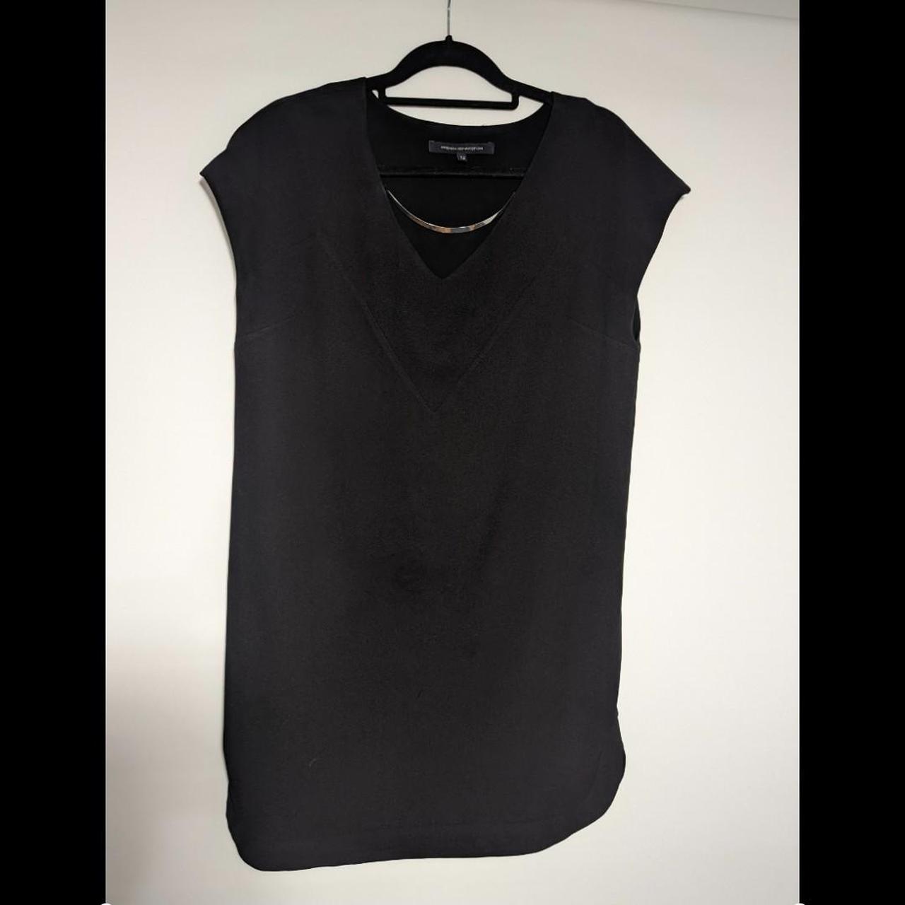 French Connection Women's Black and Silver Dress | Depop