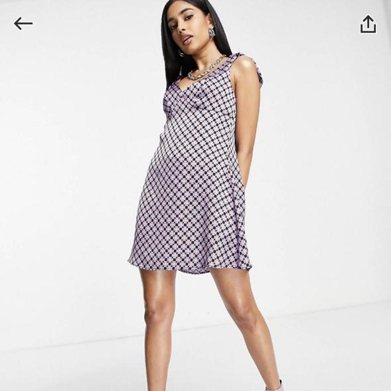 petite gel floral tie shoulder slip dress in... Depop