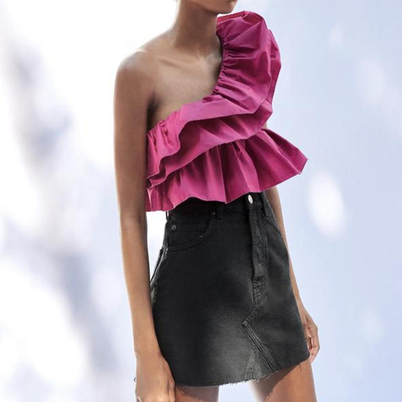 Zara asymmetric one shoulder top never worn before Depop