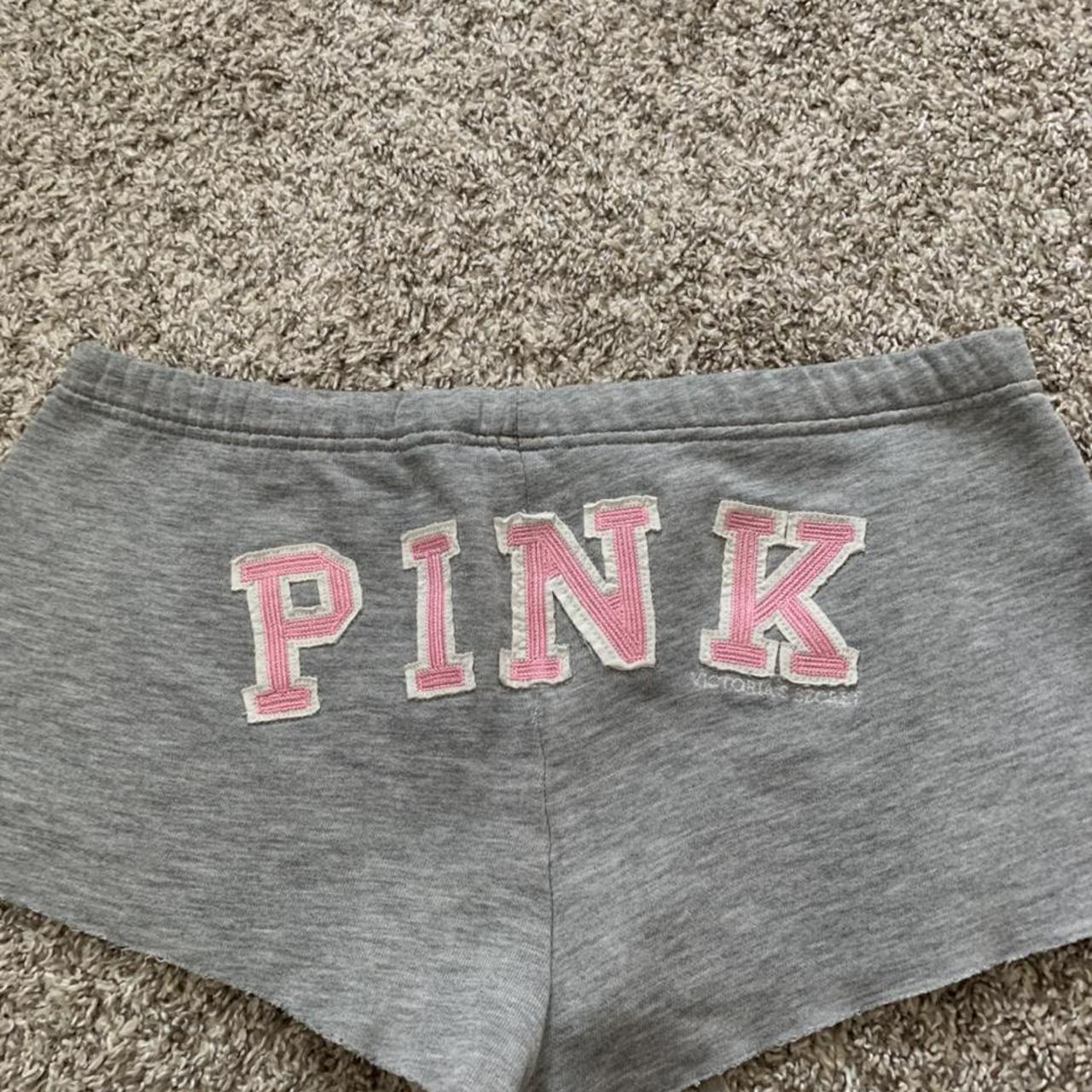 V.S. PINK small gray shorts writing on tush Depop
