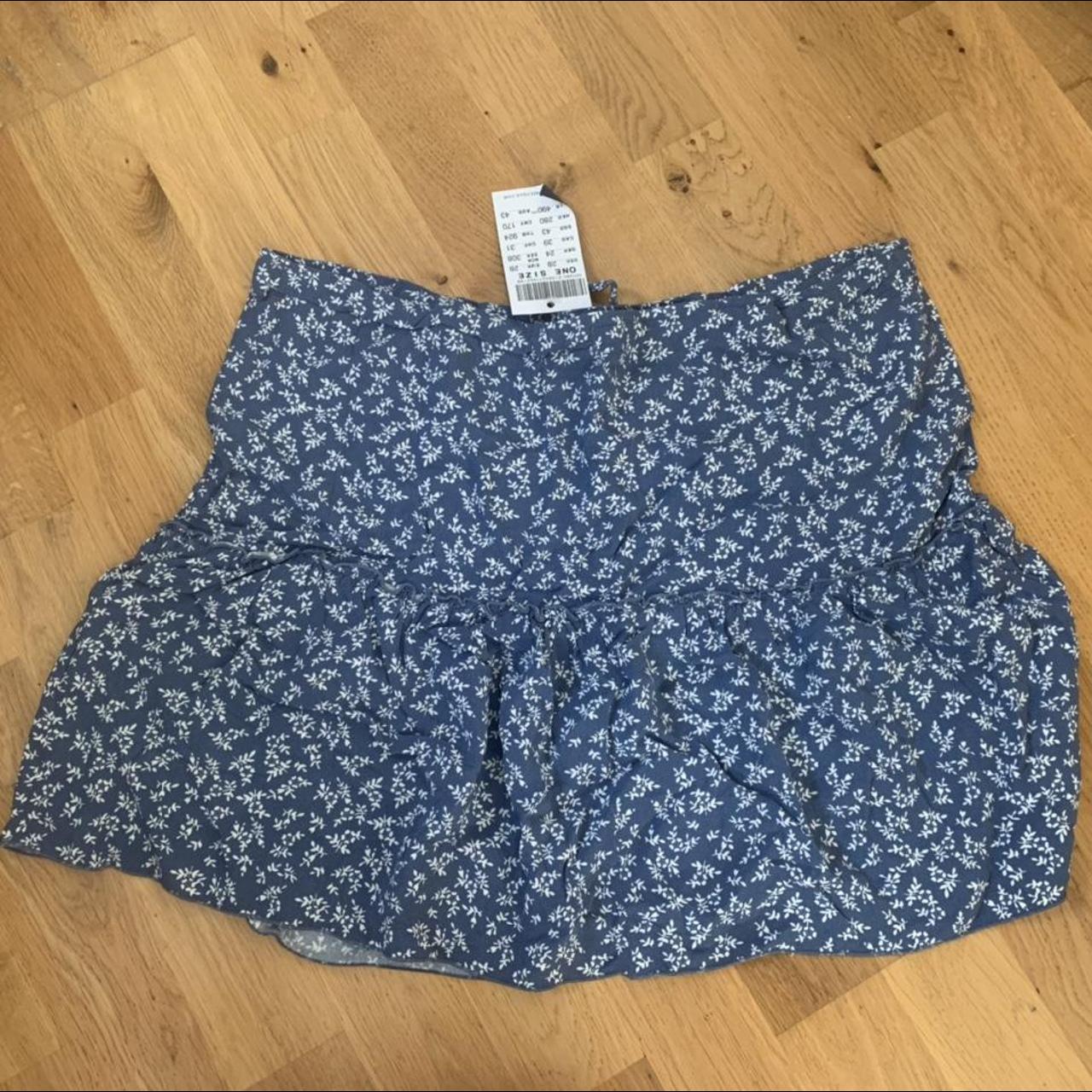 Brandy Melville blue white floral kenzo skirt Brand... Depop
