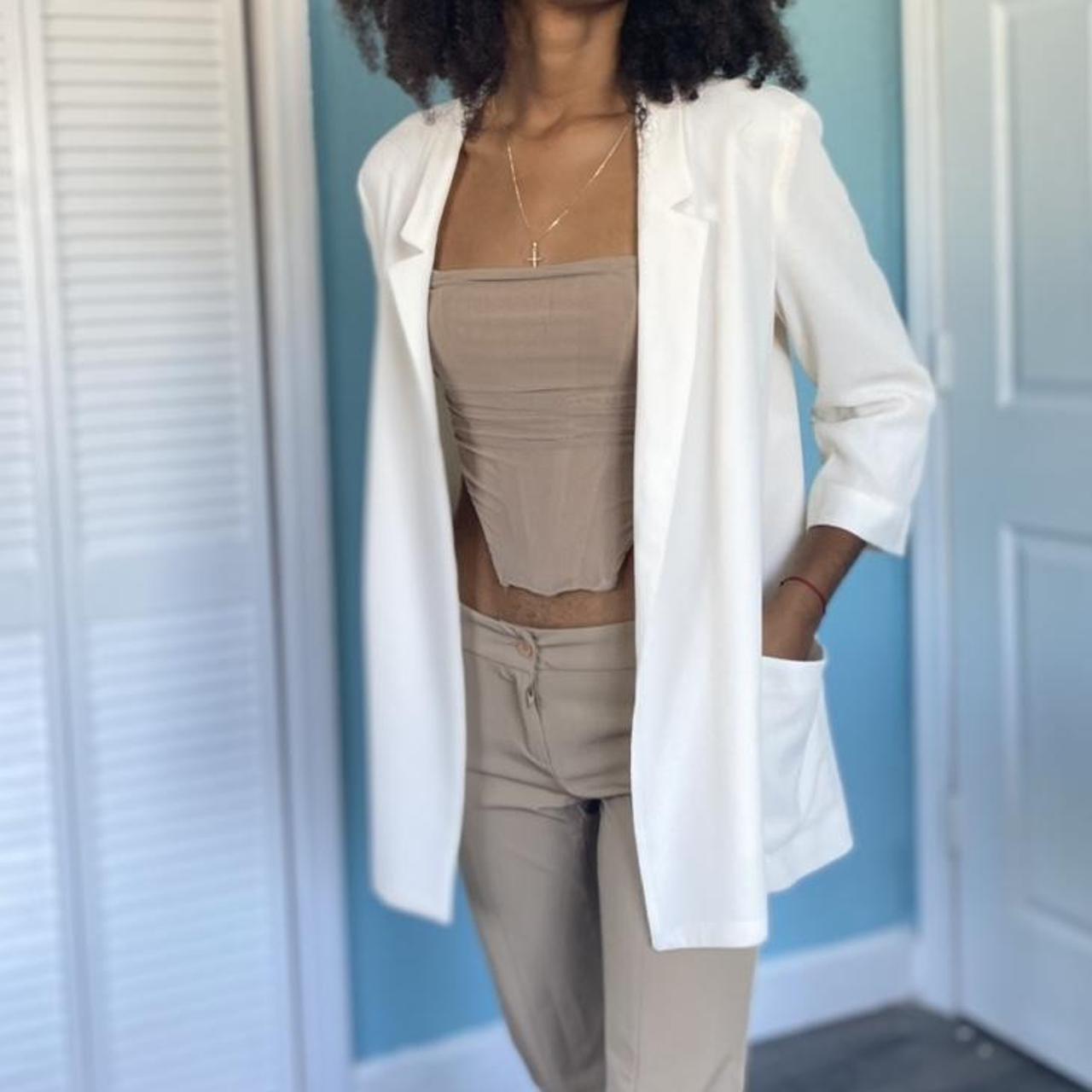 Zara Basic White Dress Jacket Size... Depop