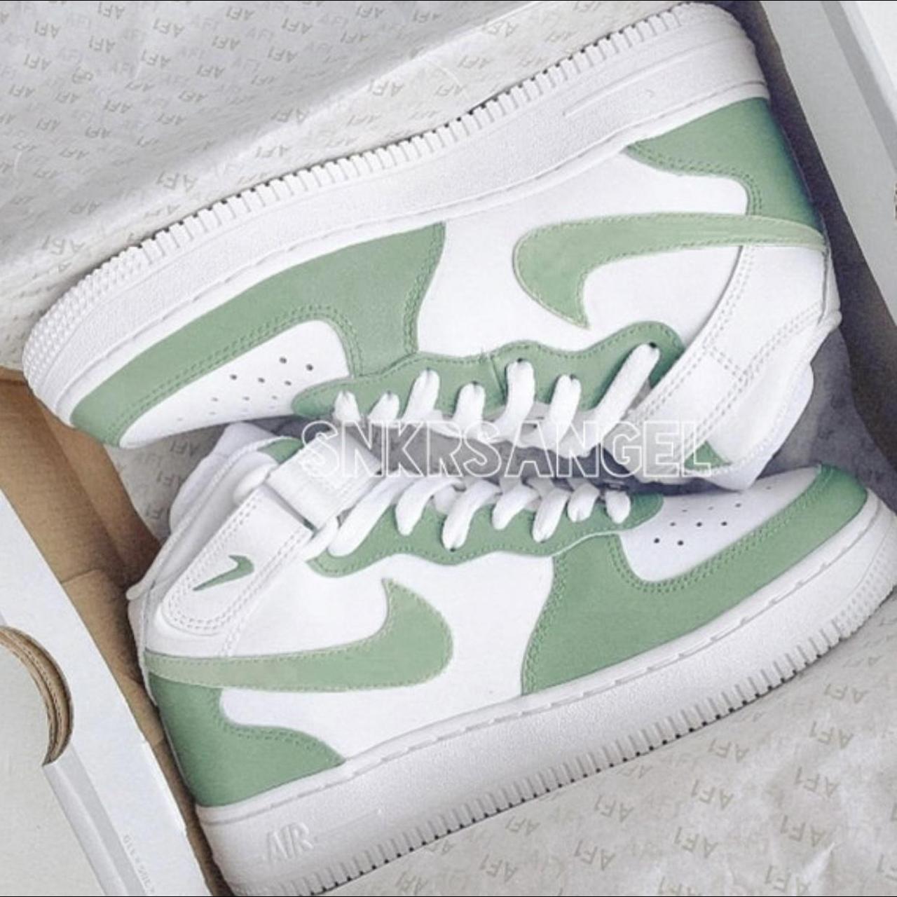 Custom nike air force 1 mid sneakers avocado sage. Depop