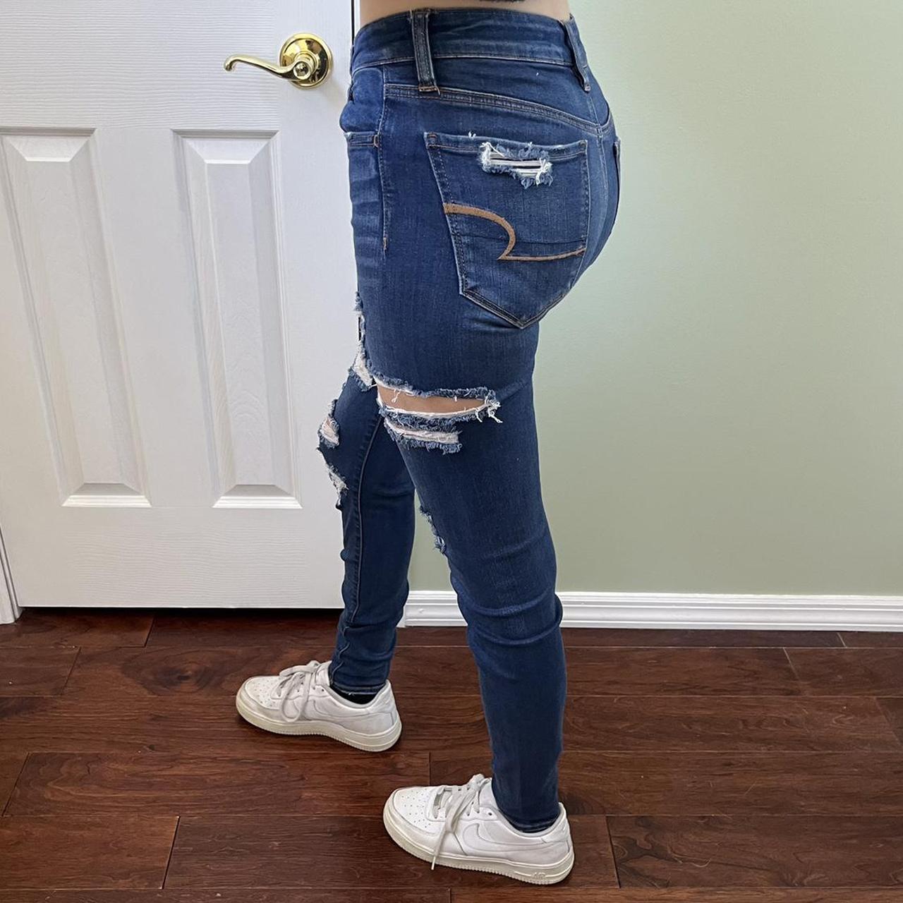 Ripped blue jeans , American Eagle super skinny