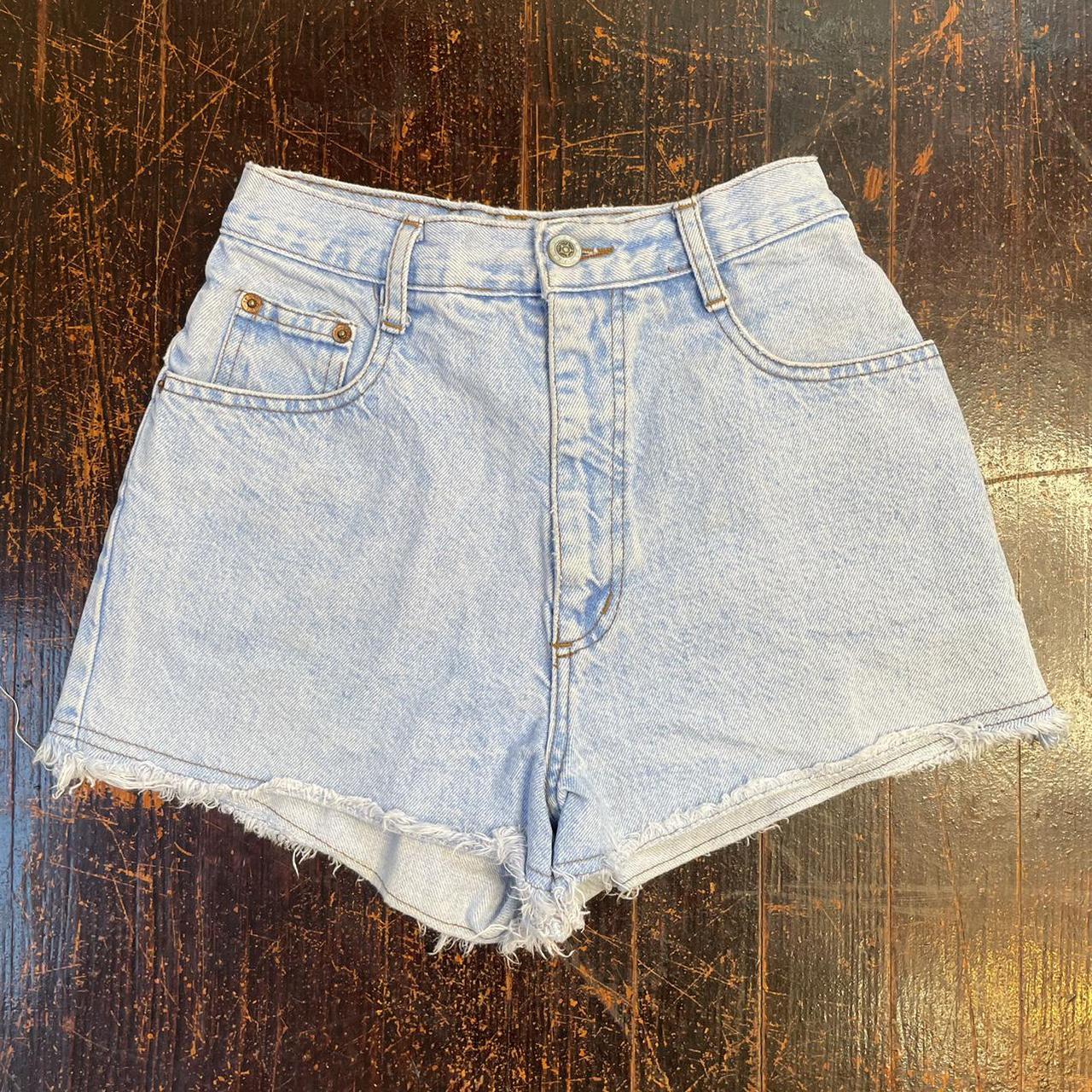 Vintage 90s high waisted short shorts Light wash... - Depop