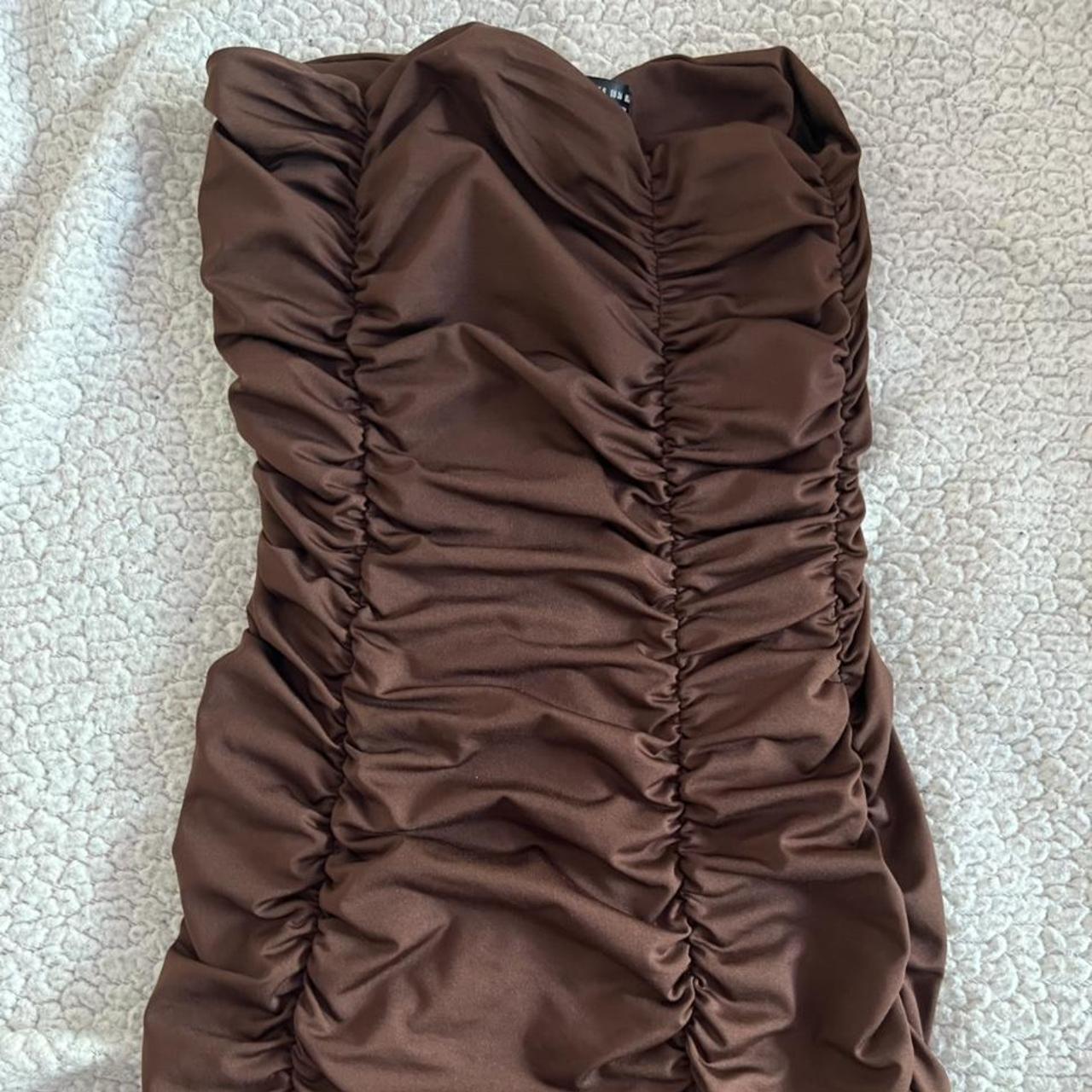 brown-ruched-tube-top-depop