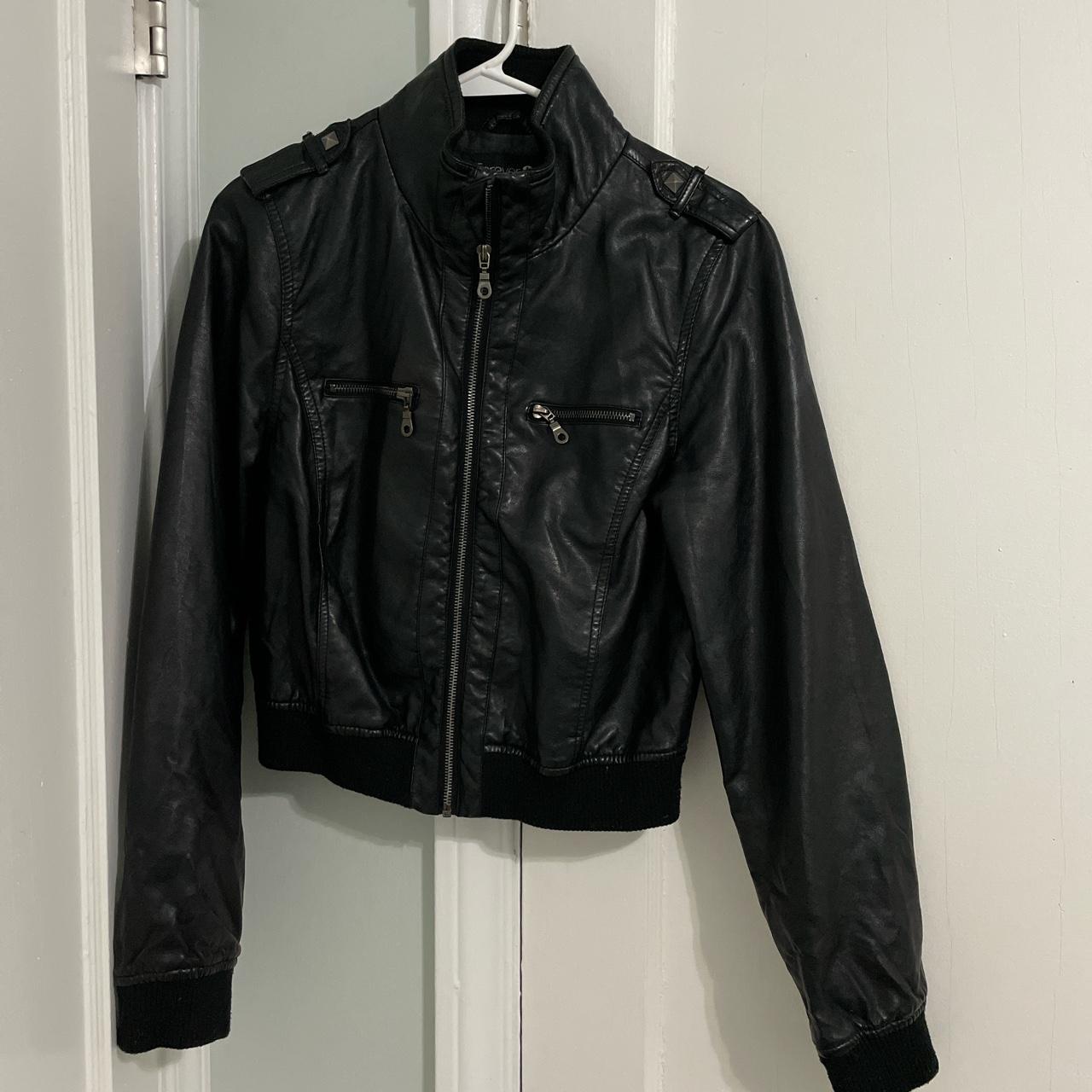 Classic black pleather jacket! So durable and... - Depop