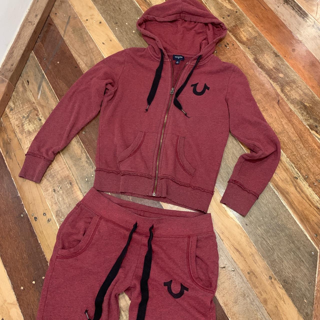 Ladies burgundy True Religion rare Tracksuit set in