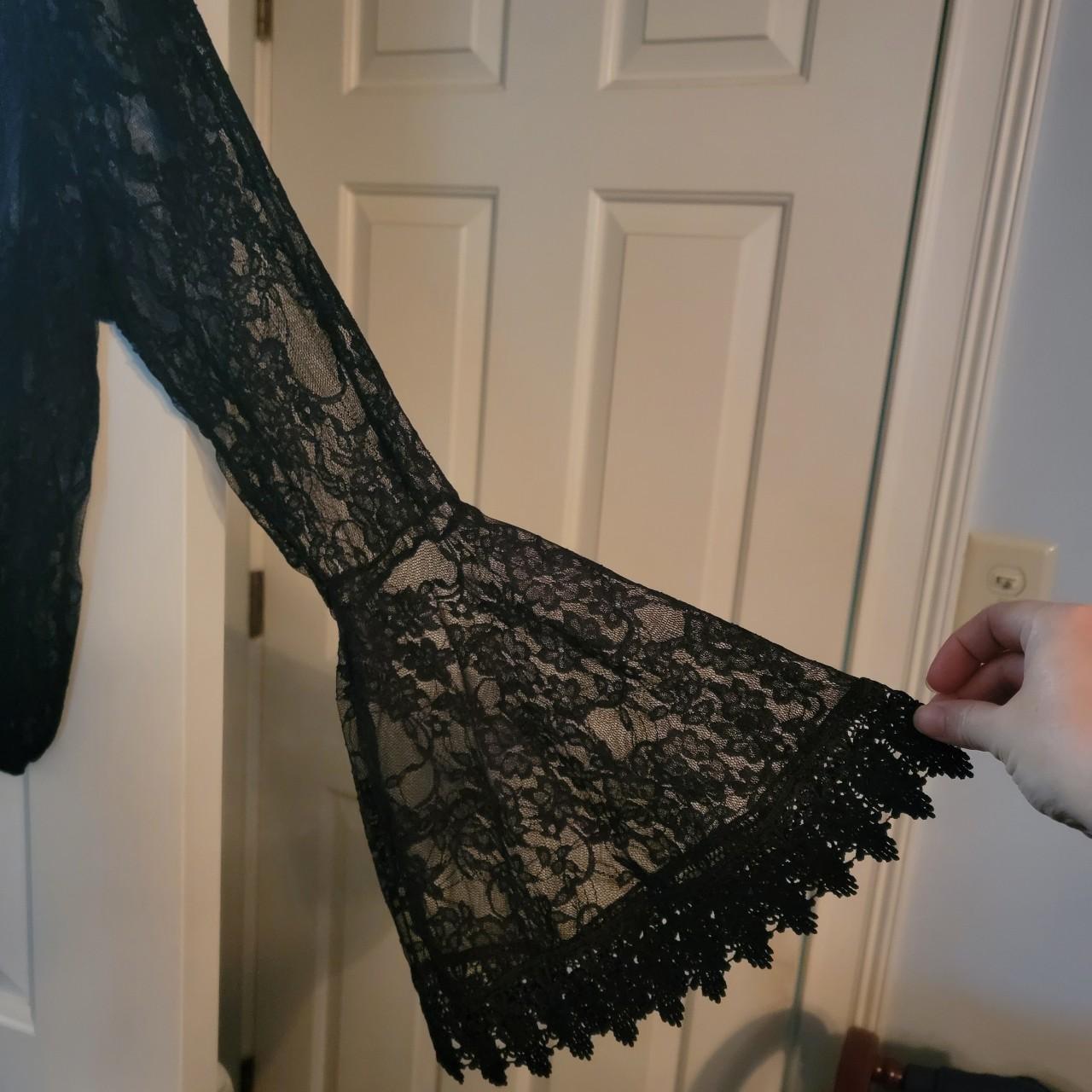 Black Lace bell sleeve top. Chest: 20.5... - Depop