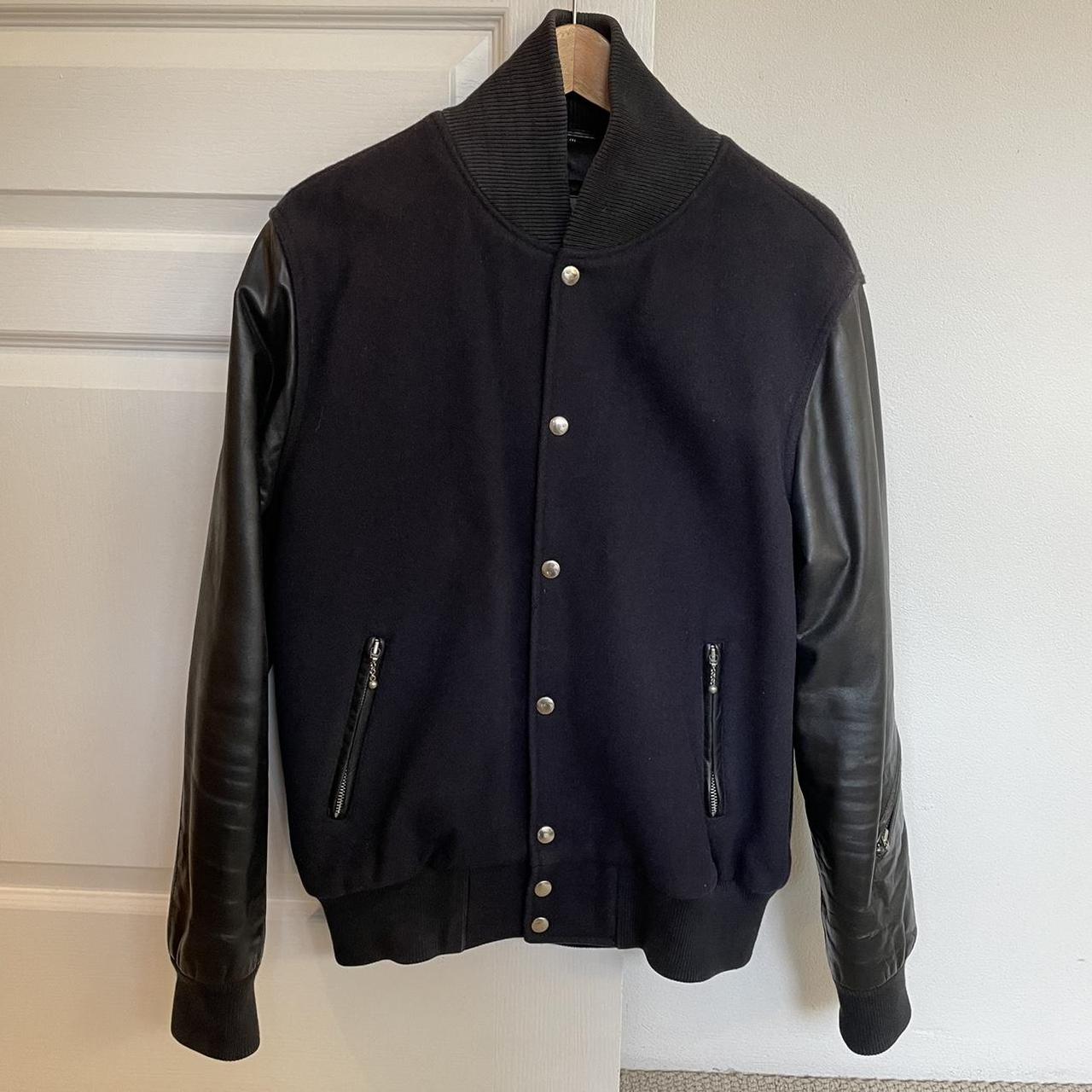 MKI Collage Varsity Jacket with wool body and... - Depop