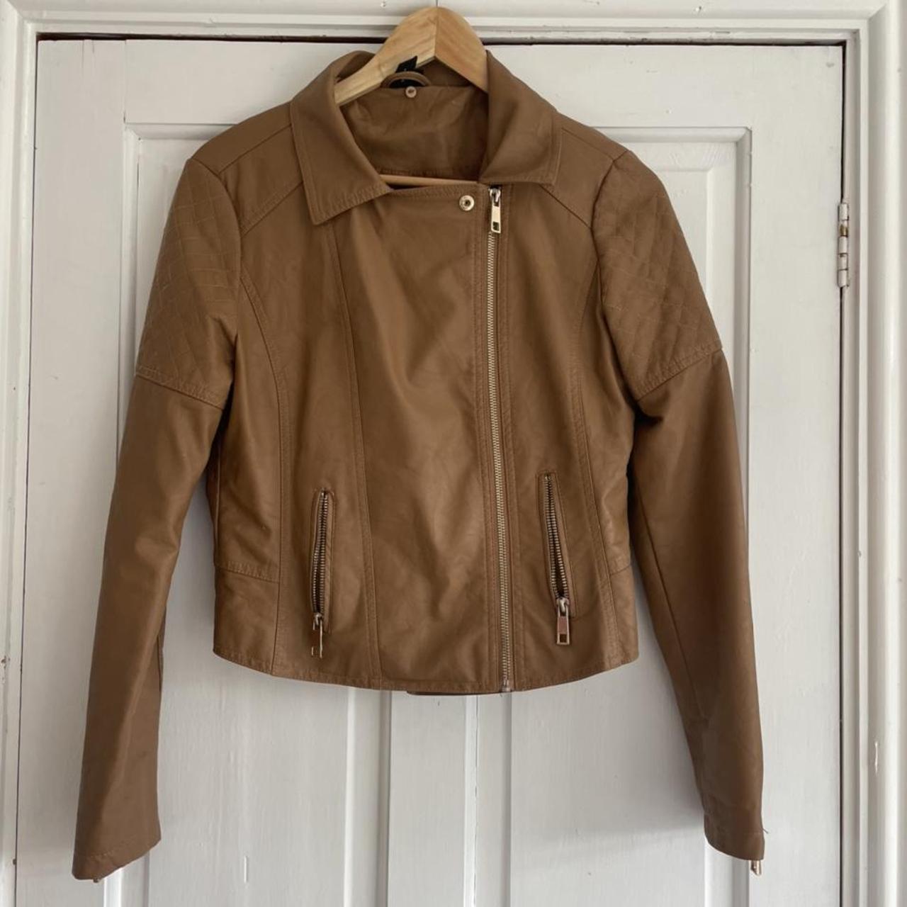 brown leather jacket 🐻🍂🤎 - Depop