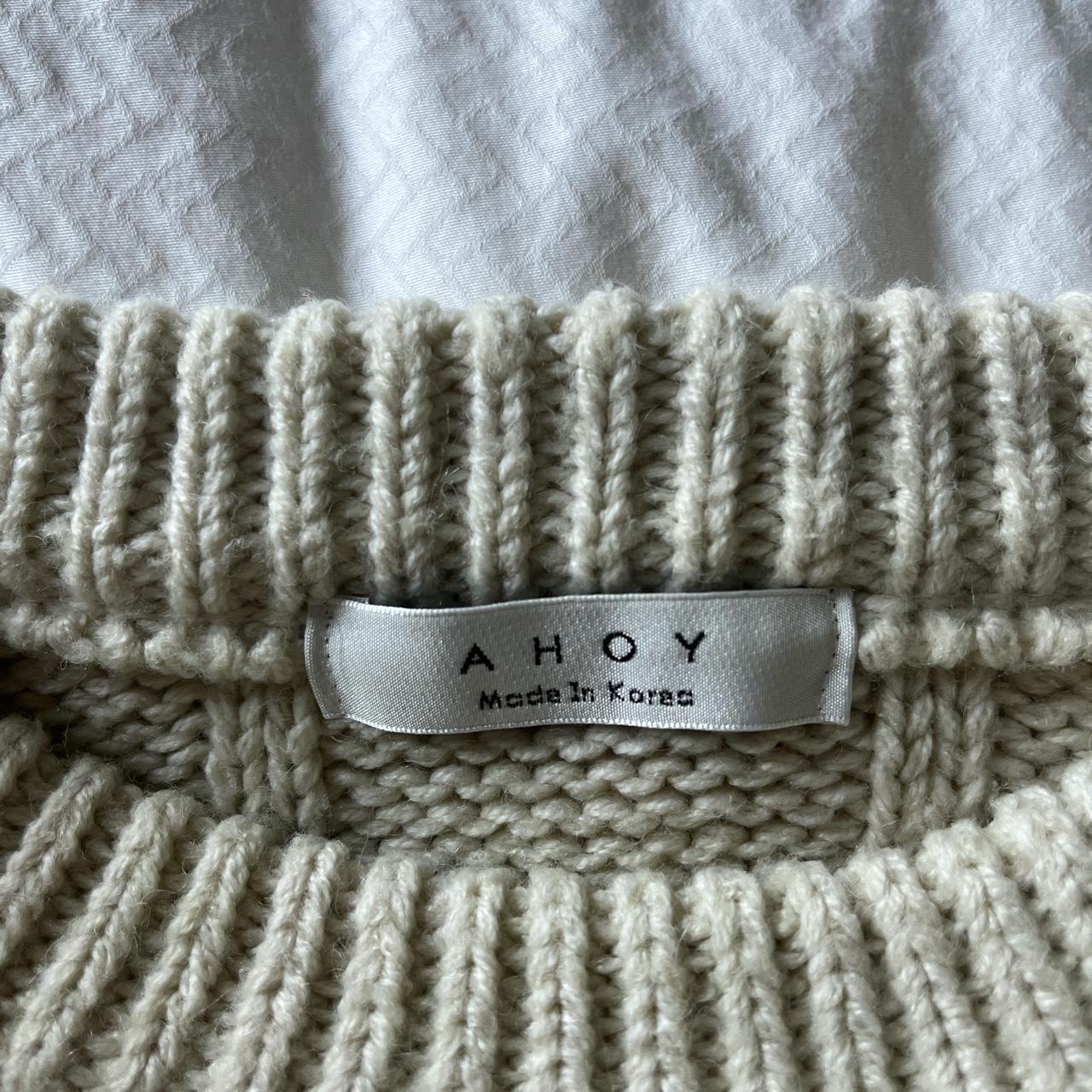 oversized knit cream sweater can be itchy so wear... - Depop