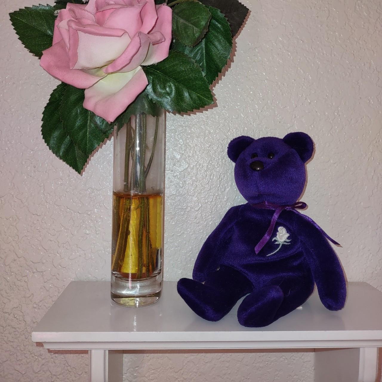 purple white rose beanie baby