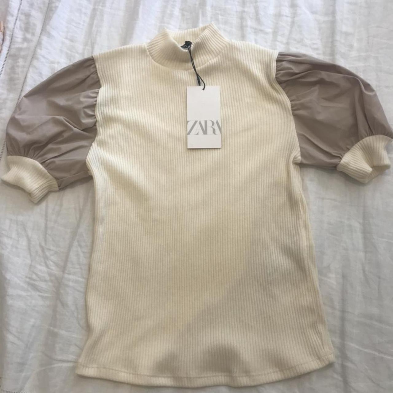 Zara Women's Cream and White Top Depop