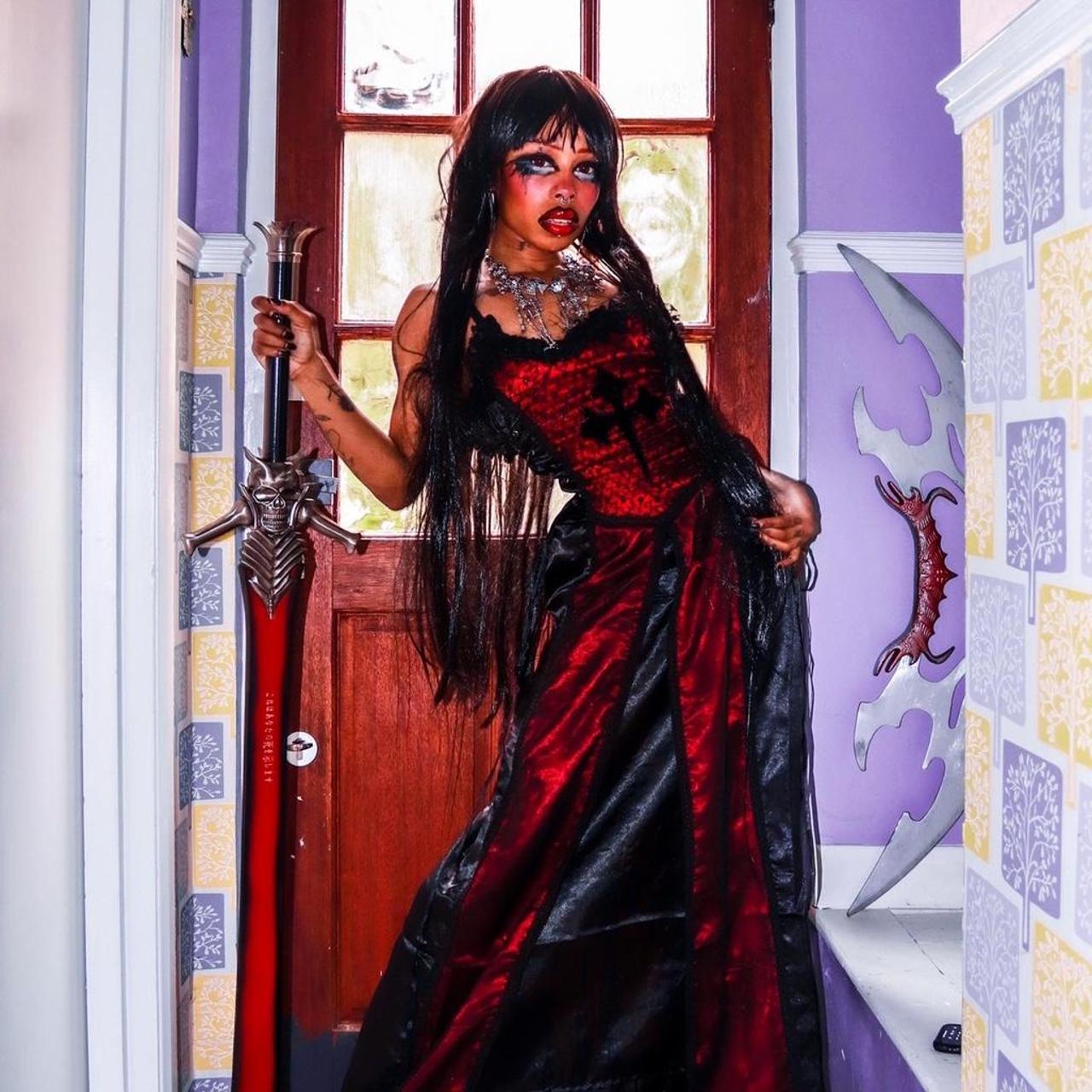 Gravestone vamp dress ️ Goth crucifix vampire... - Depop