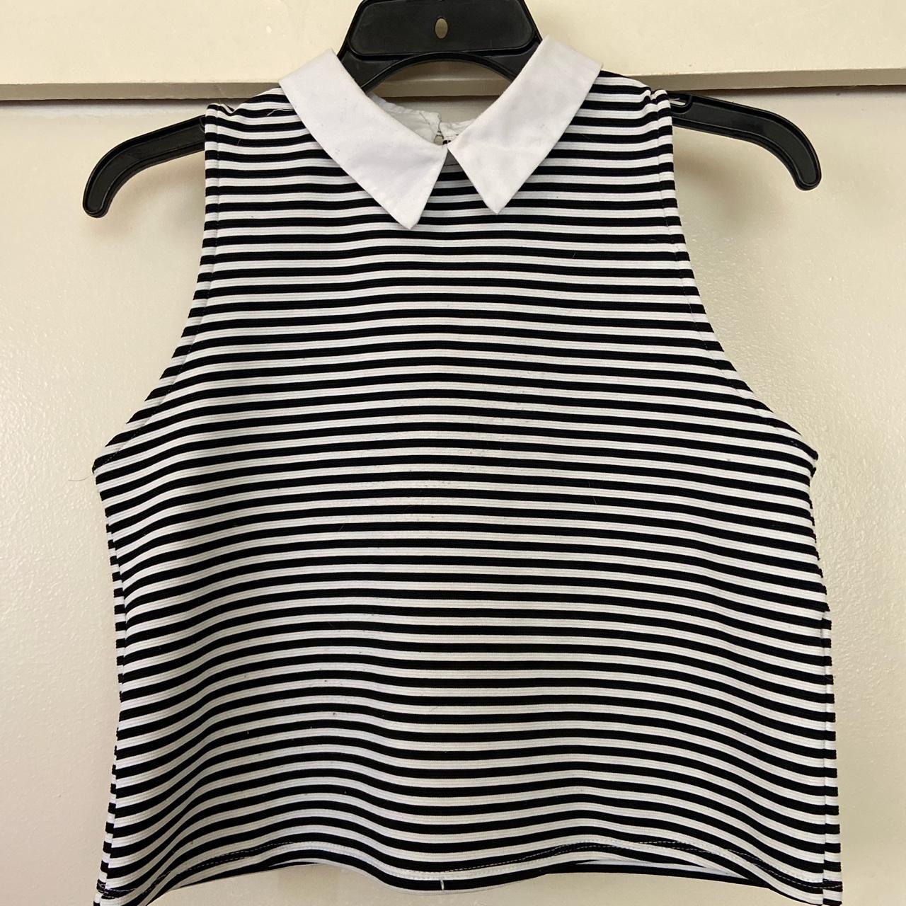 Zara black & white striped sleveless top with Peter... Depop
